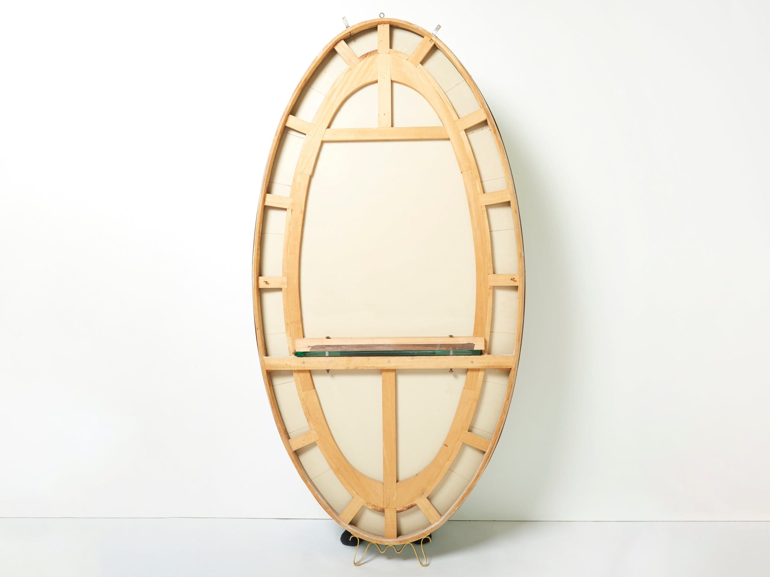 Cristal Arte Miroir Ovale en Laiton et Cristal Vert, Italie 1950s