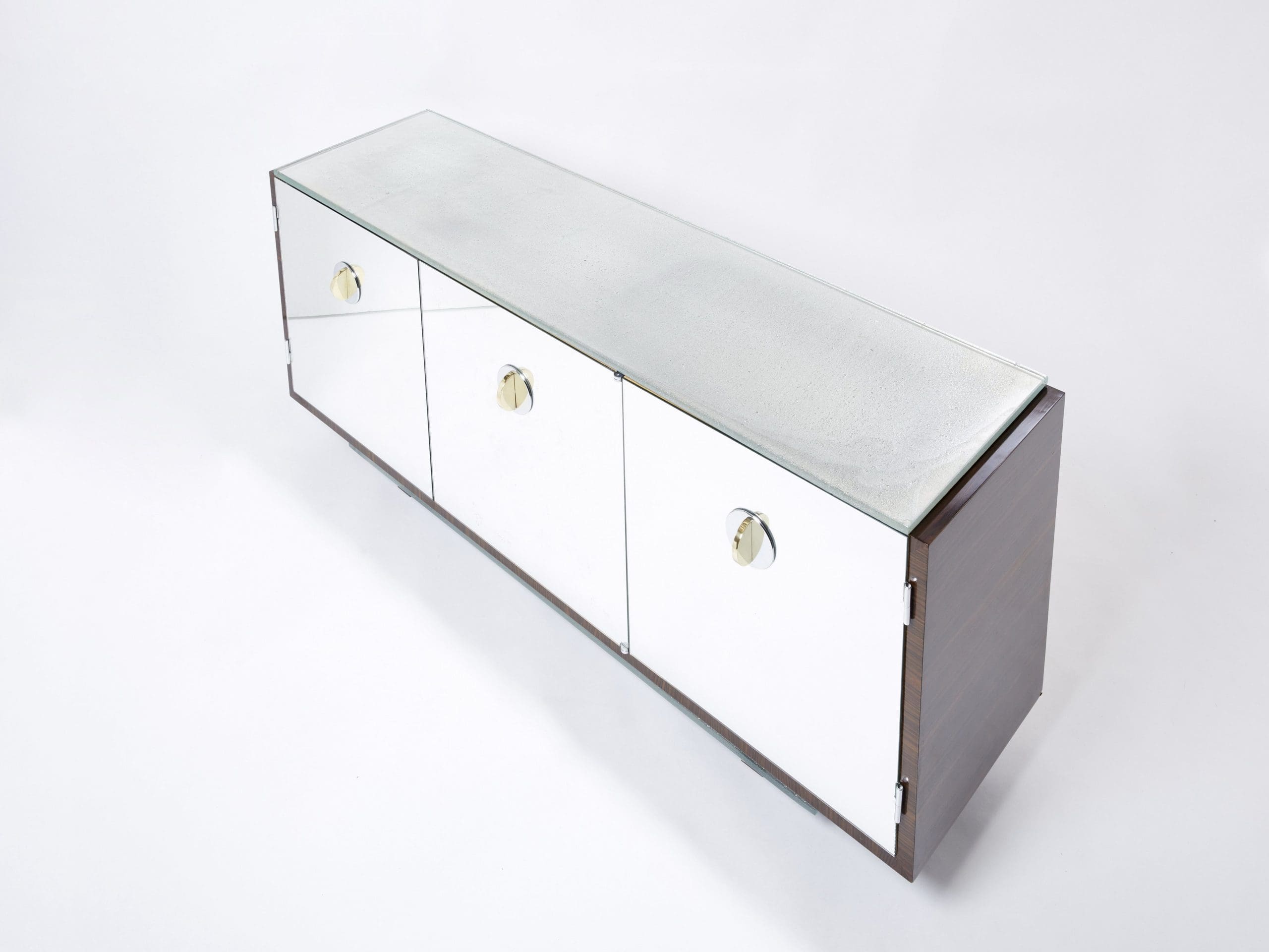 Buffet Style Adnet en Macassar et Sycomore Miroir par Alberto Pinto, Années 1990