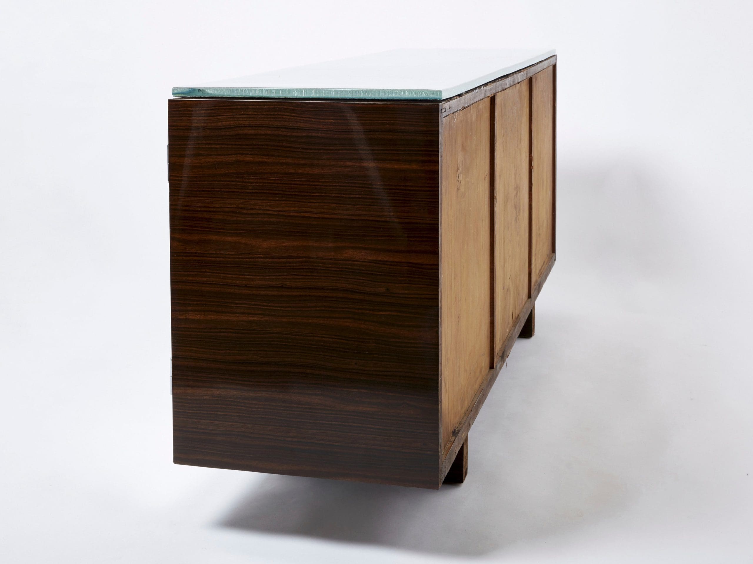 Buffet Style Adnet en Macassar et Sycomore Miroir par Alberto Pinto, Années 1990