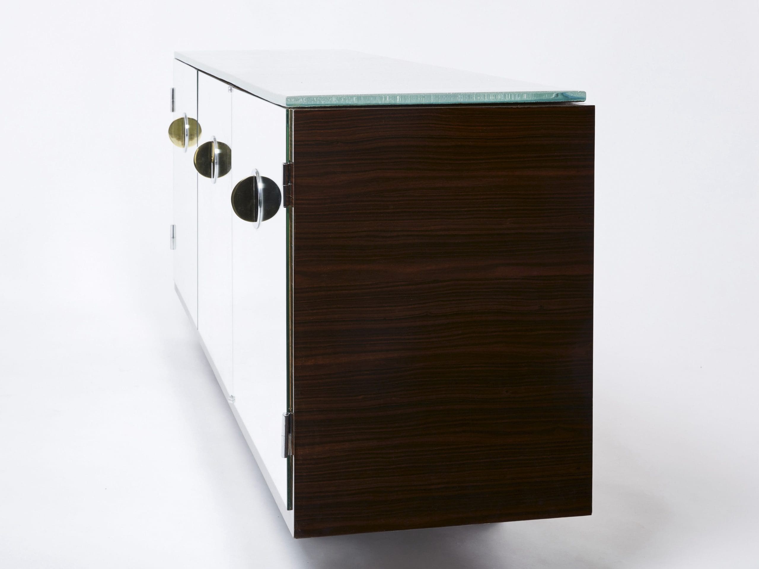 Buffet Style Adnet en Macassar et Sycomore Miroir par Alberto Pinto, Années 1990