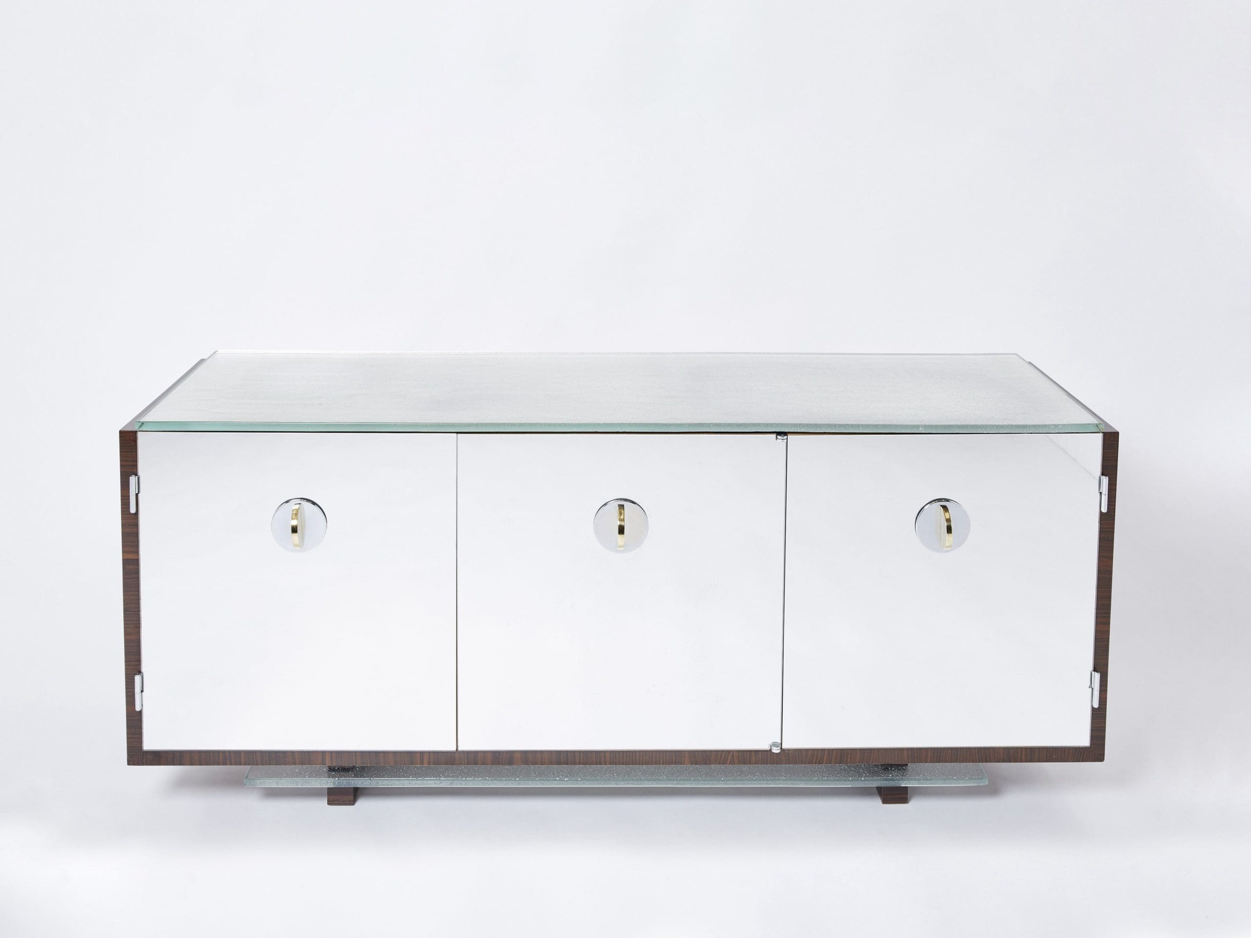 Buffet Style Adnet en Macassar et Sycomore Miroir par Alberto Pinto, Années 1990