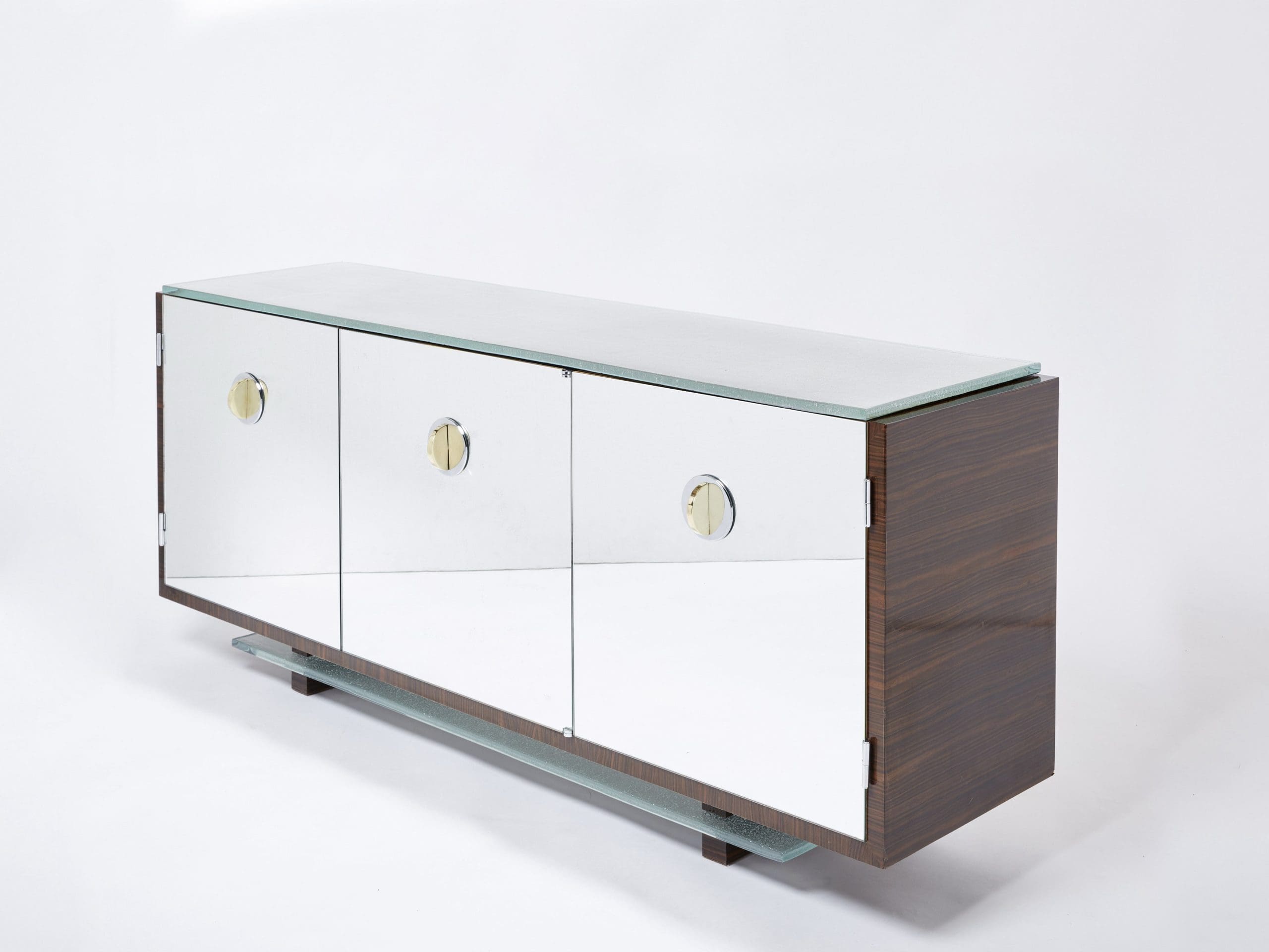 Buffet Style Adnet en Macassar et Sycomore Miroir par Alberto Pinto, Années 1990