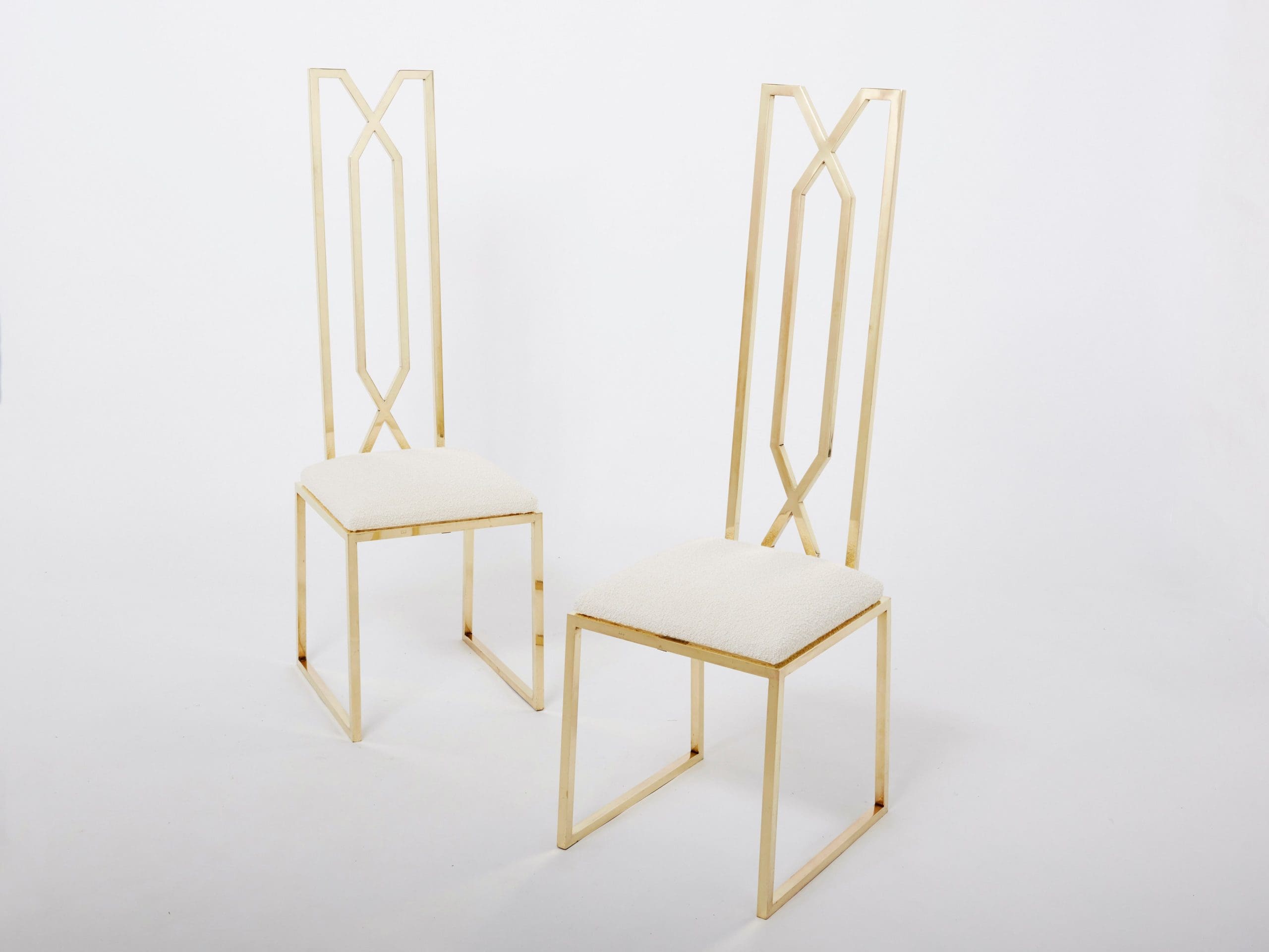 Paire de Chaises en Laiton Signées par Alain Delon pour Jean Charles – Années 1970