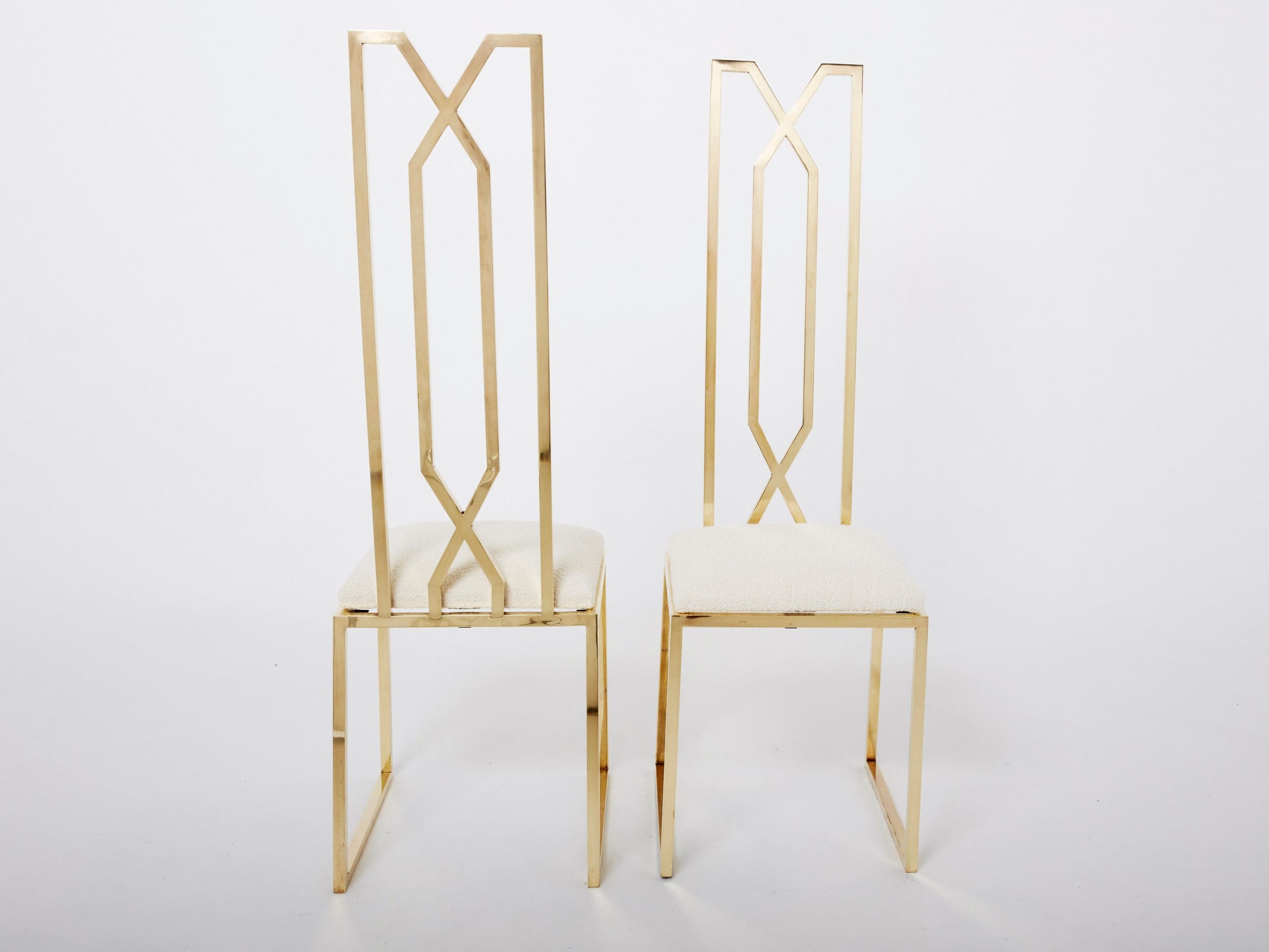 Paire de Chaises en Laiton Signées par Alain Delon pour Jean Charles – Années 1970