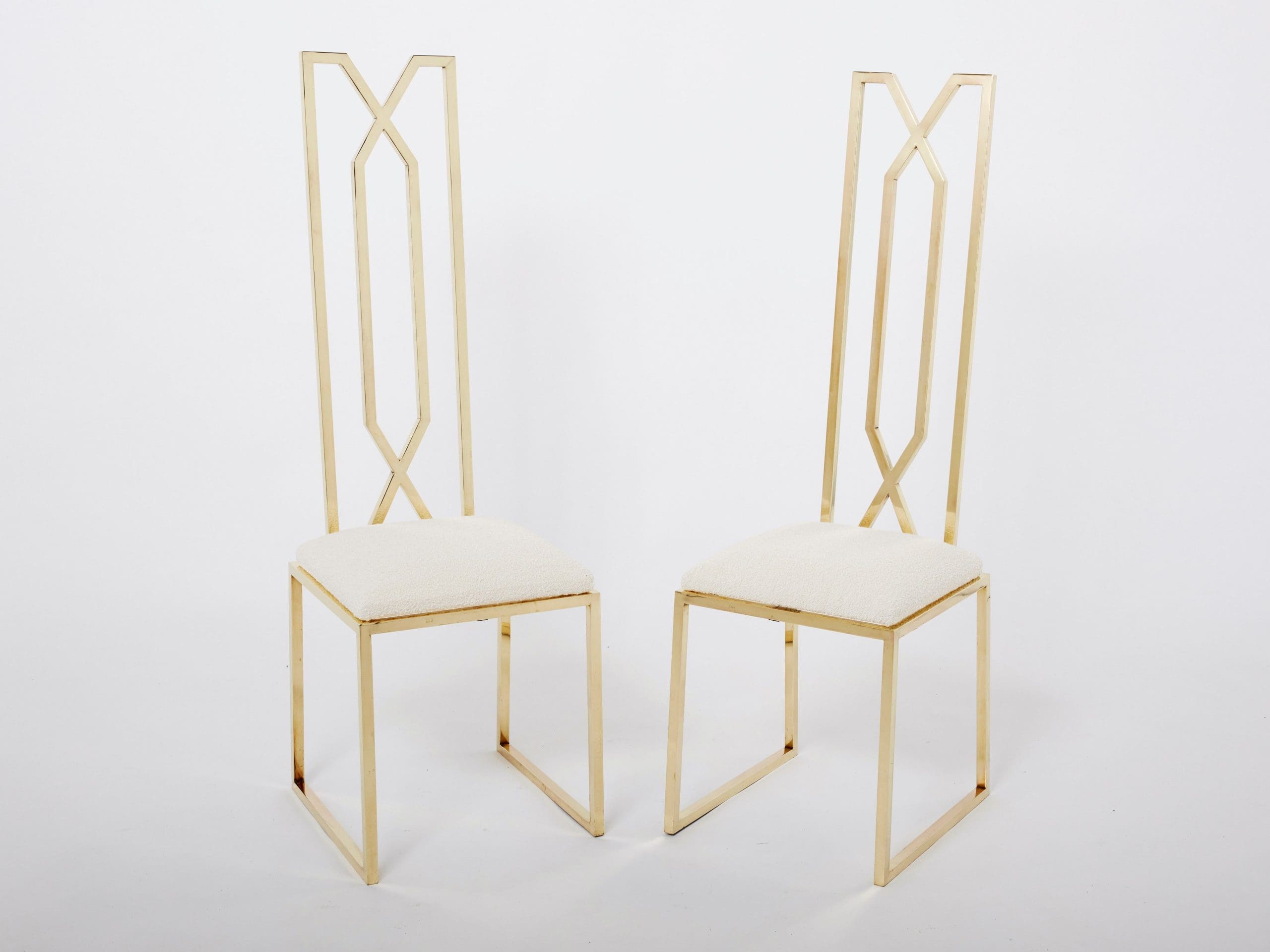 Paire de Chaises en Laiton Signées par Alain Delon pour Jean Charles – Années 1970