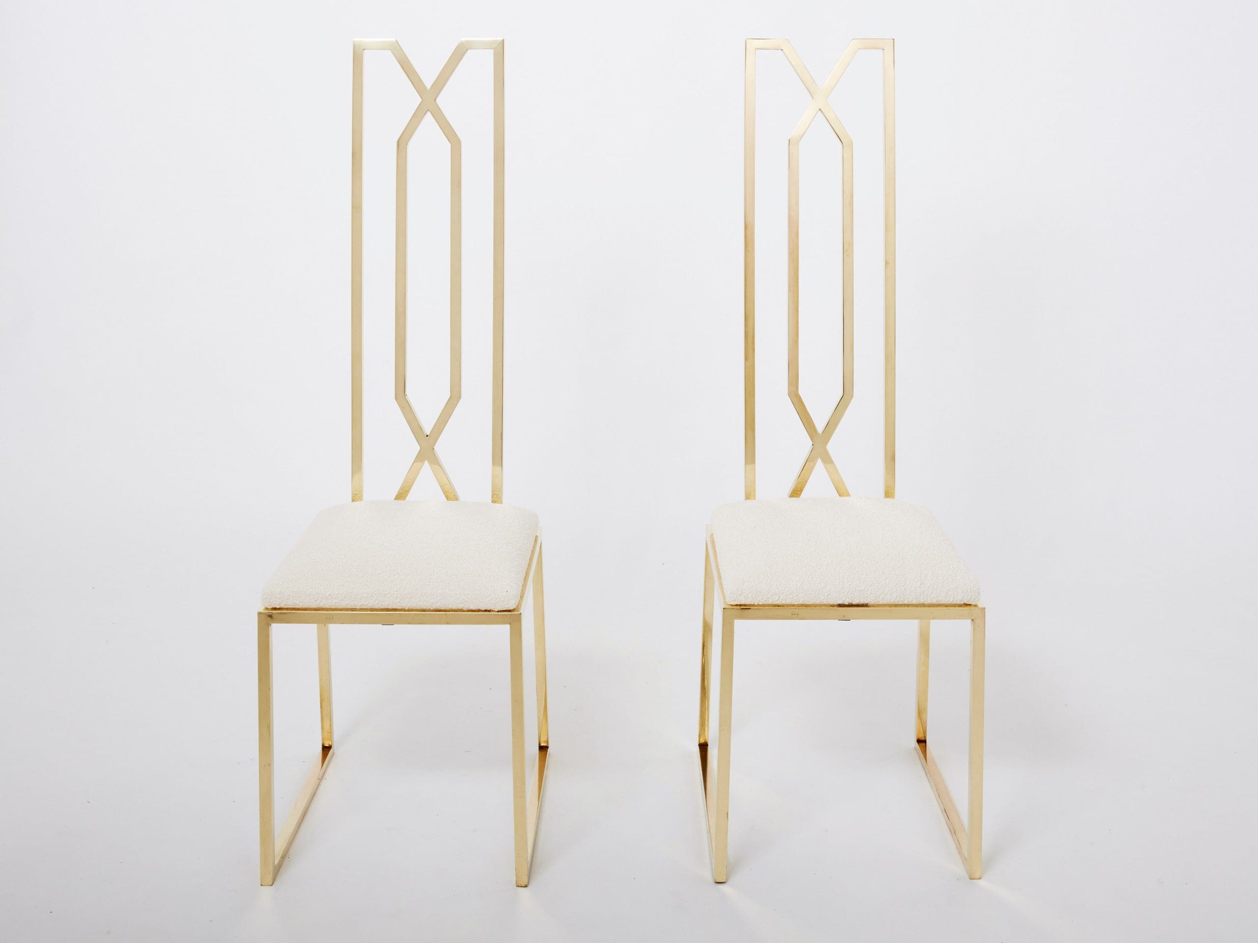 Paire de Chaises en Laiton Signées par Alain Delon pour Jean Charles – Années 1970