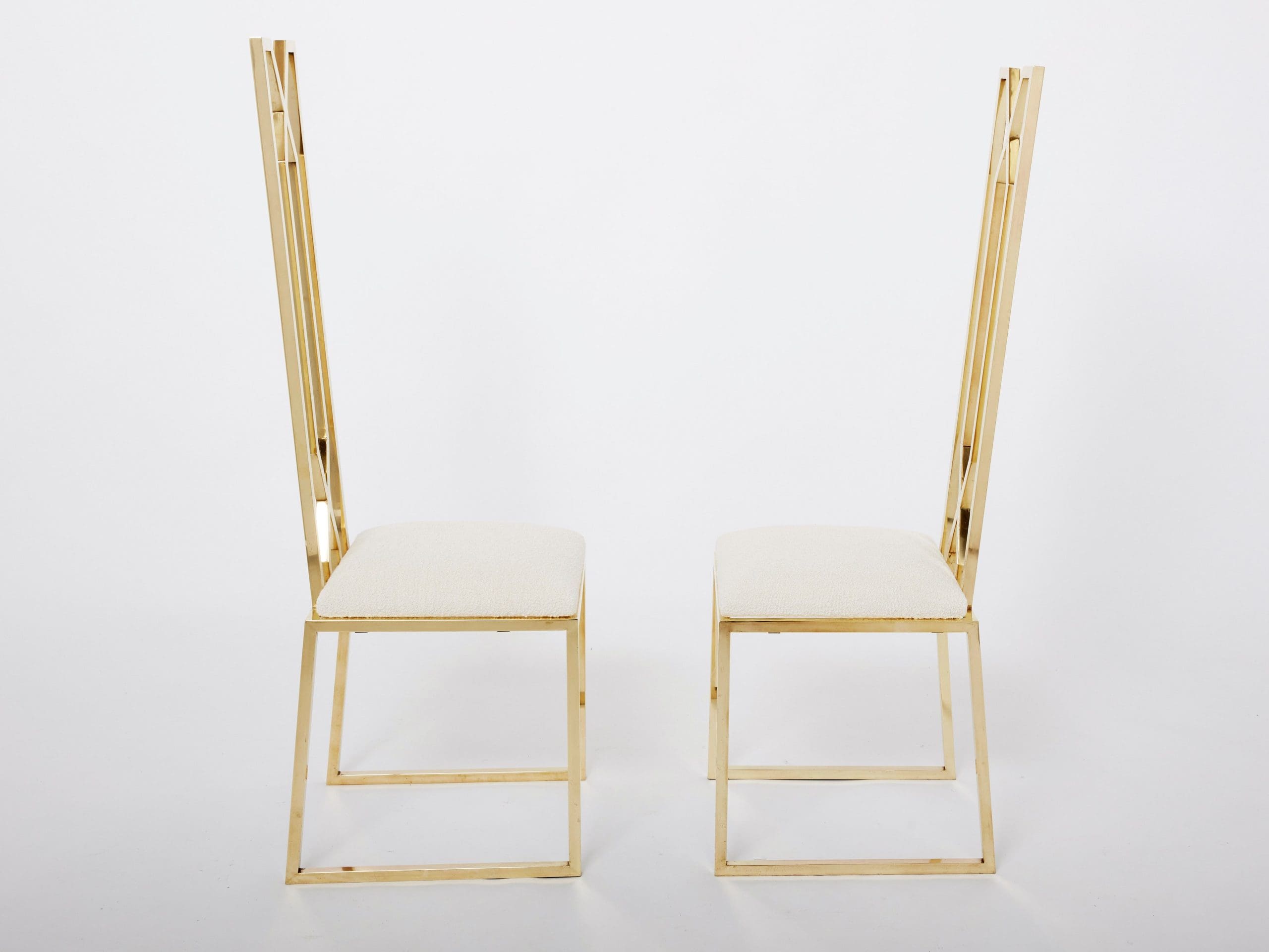 Paire de Chaises en Laiton Signées par Alain Delon pour Jean Charles – Années 1970
