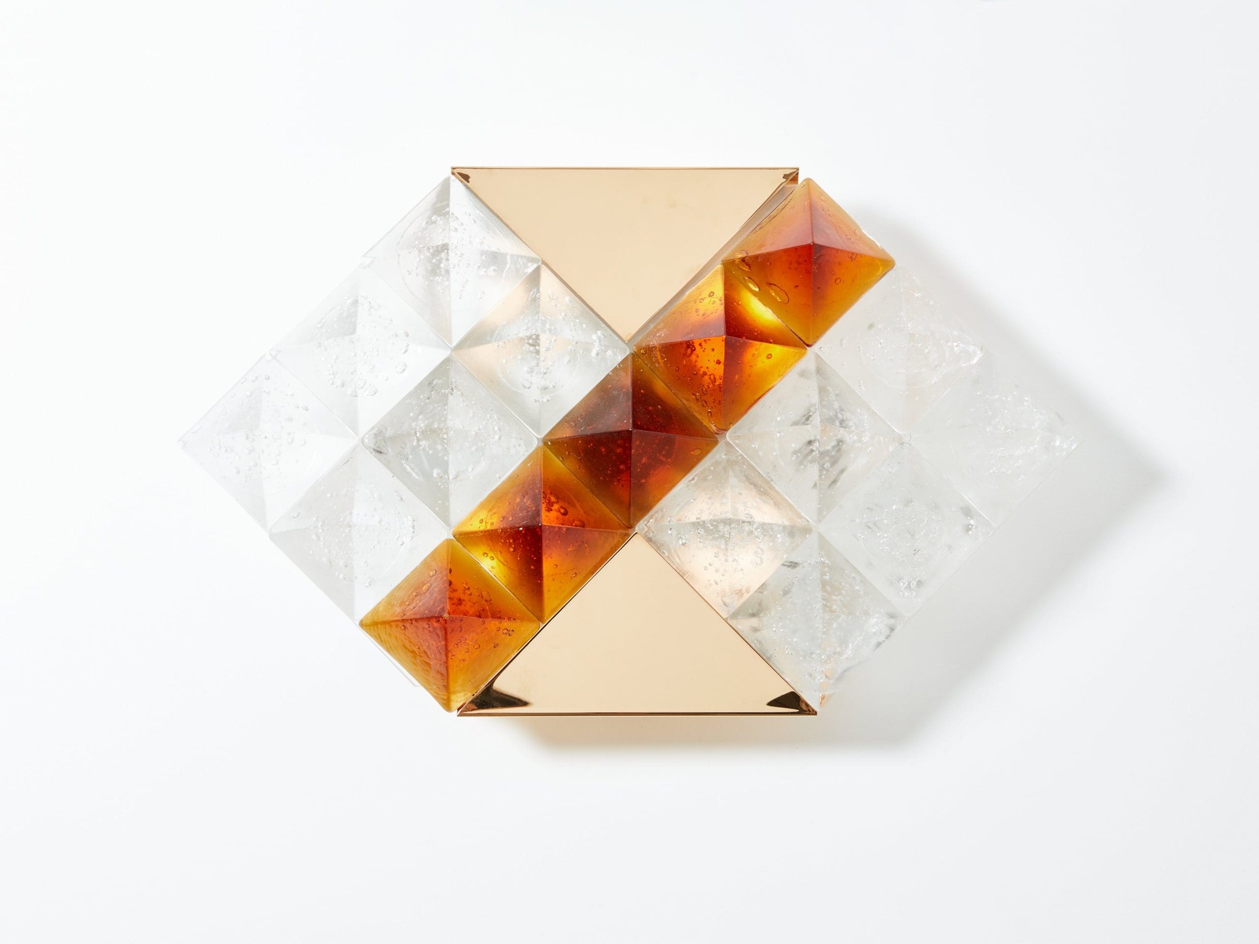 Appliques Murales Bicolores en Verre et Laiton par Albano Poli pour Poliarte (1970)