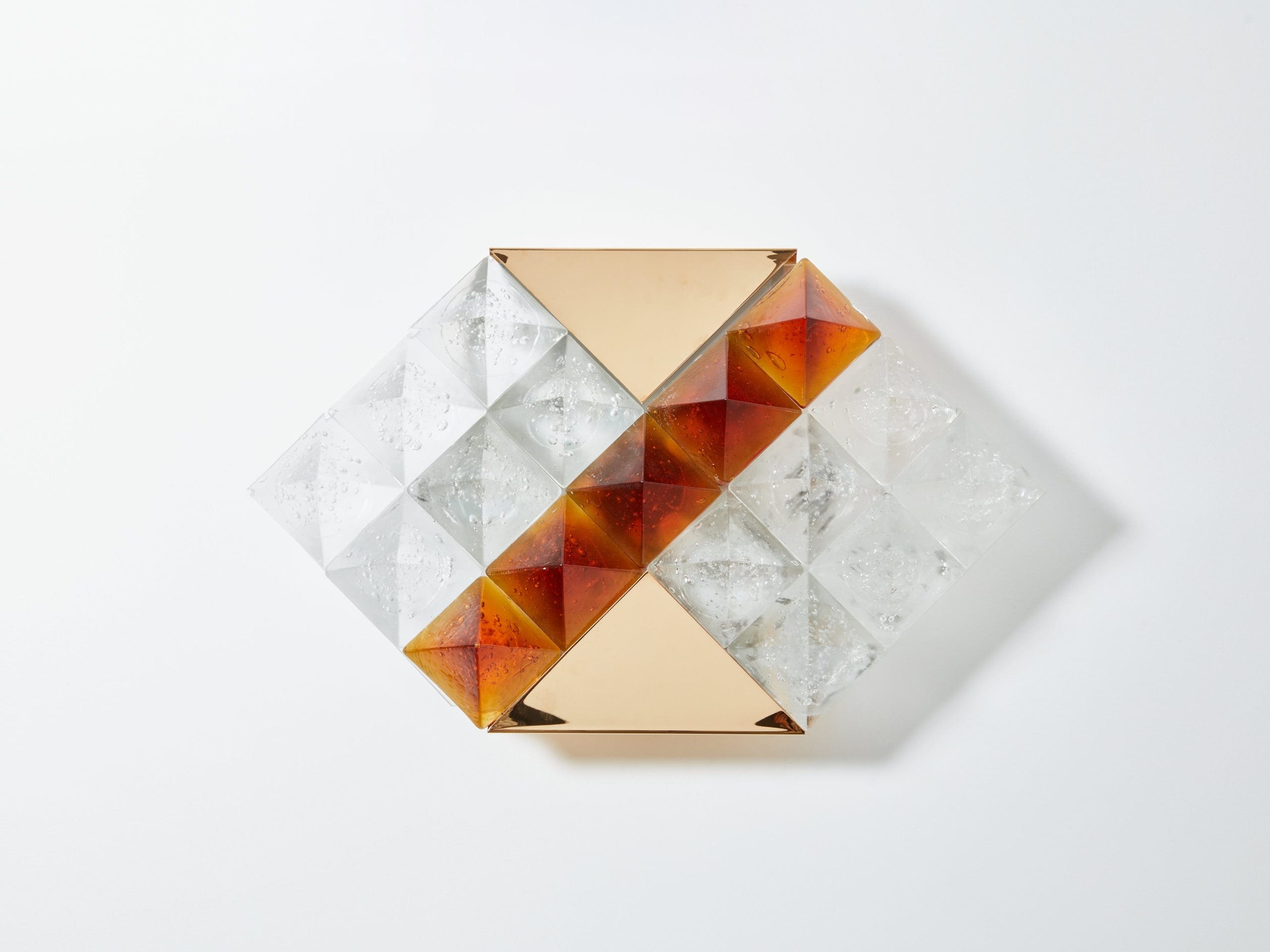 Appliques Murales Bicolores en Verre et Laiton par Albano Poli pour Poliarte (1970)
