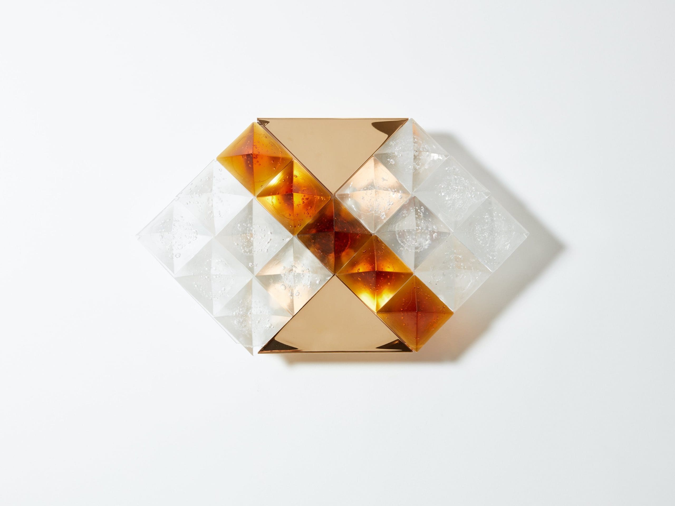 Appliques Murales Bicolores en Verre et Laiton par Albano Poli pour Poliarte (1970)