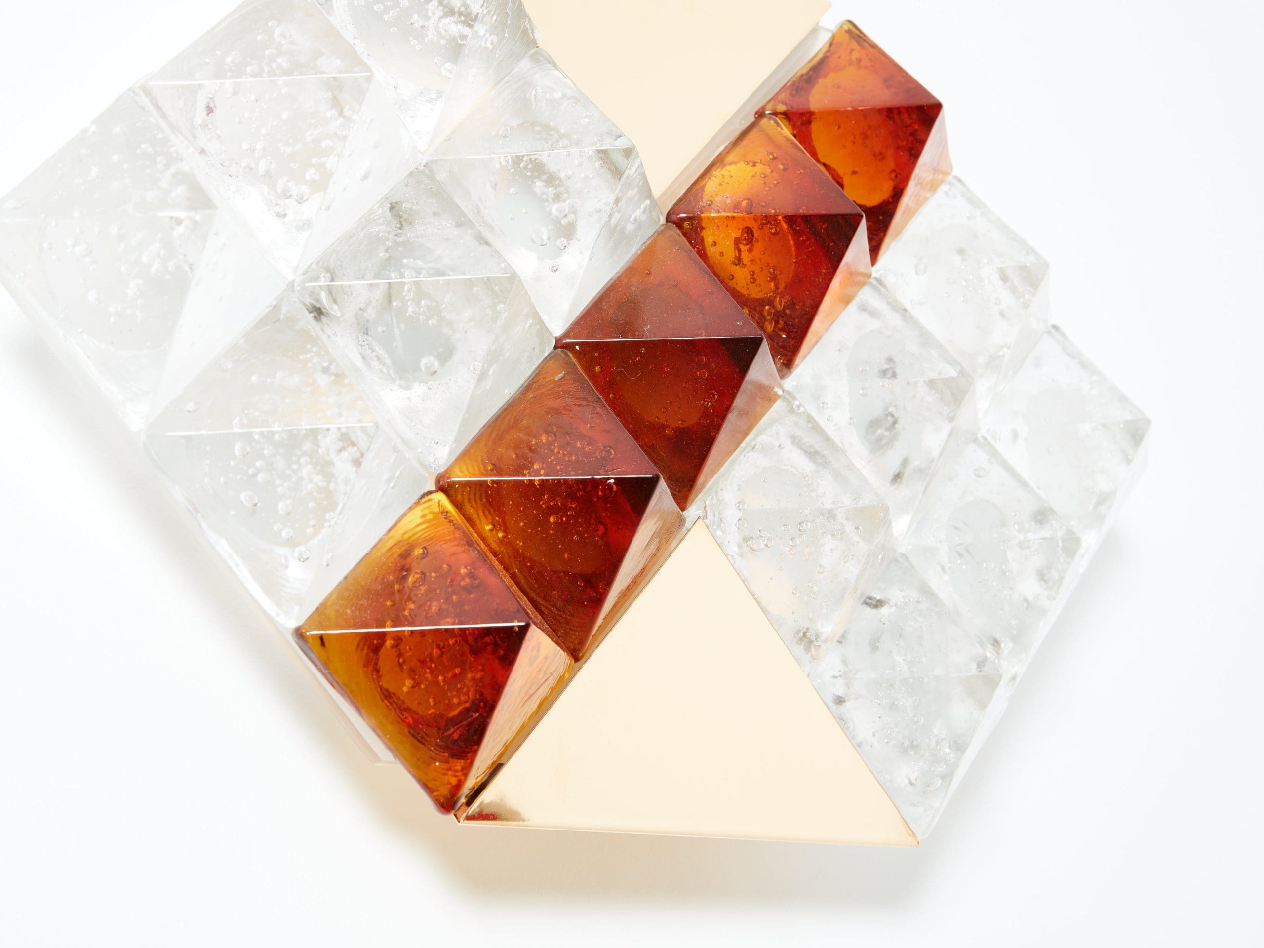 Appliques Murales Bicolores en Verre et Laiton par Albano Poli pour Poliarte (1970)