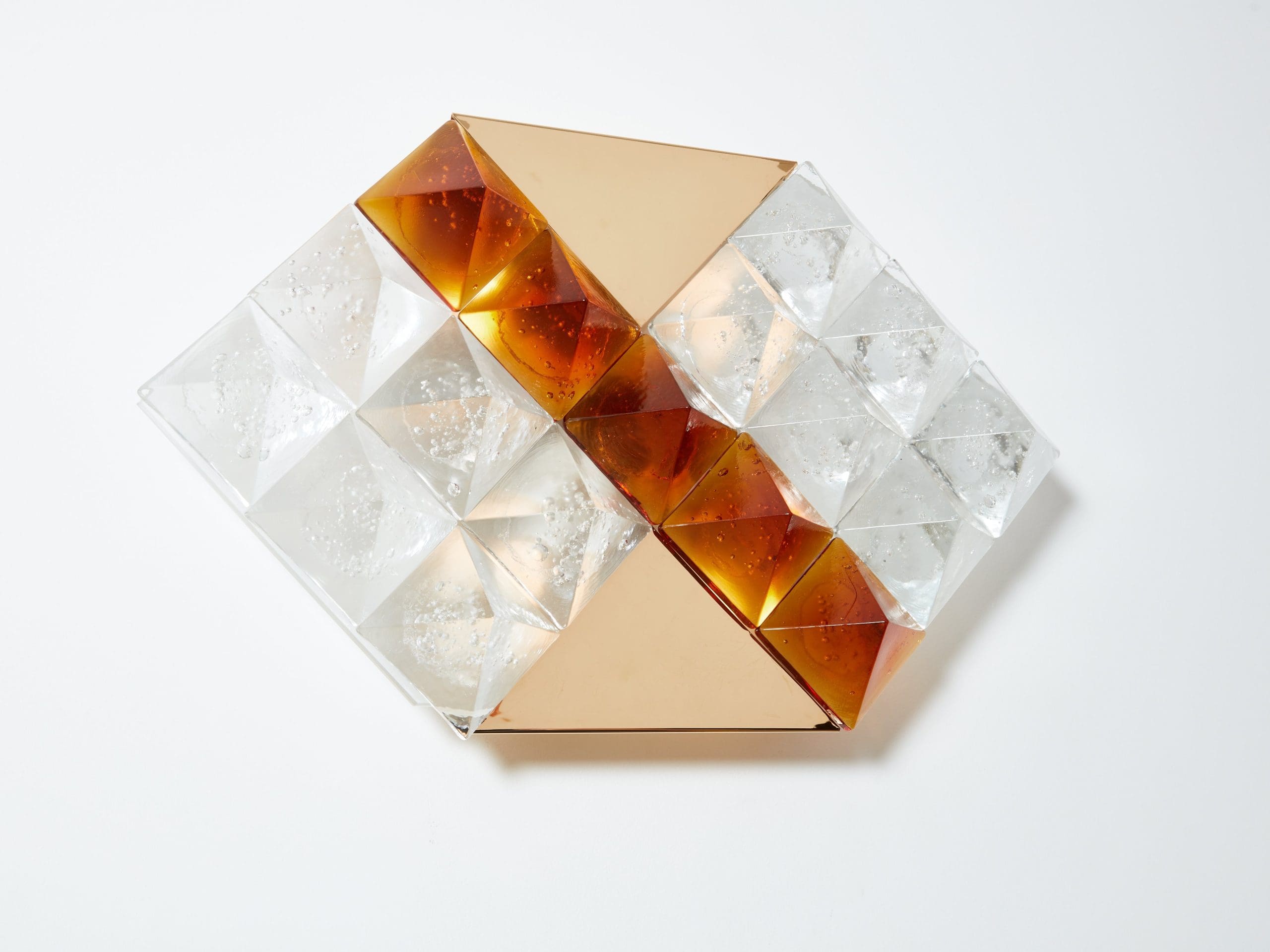 Appliques Murales Bicolores en Verre et Laiton par Albano Poli pour Poliarte (1970)
