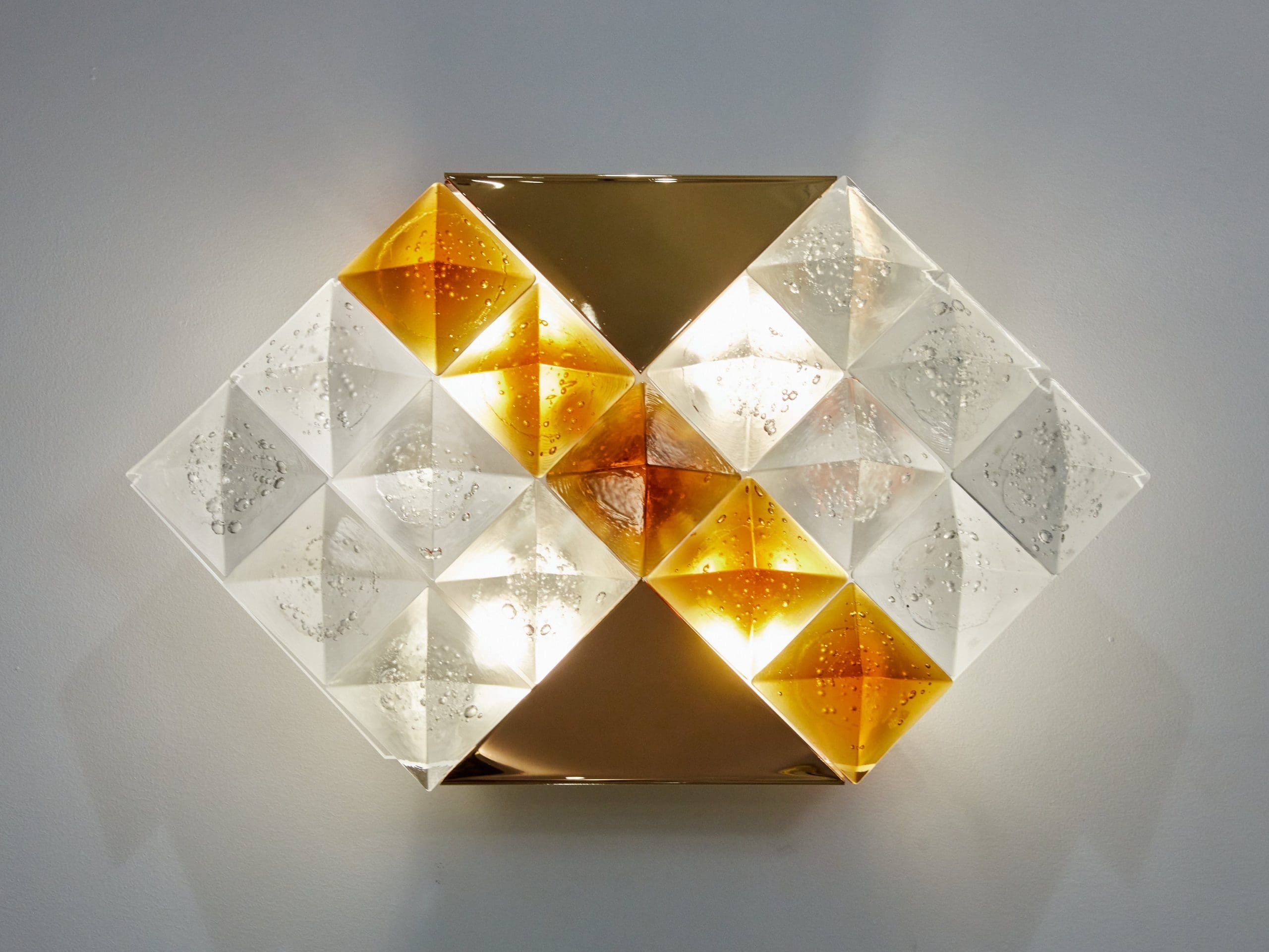 Appliques Murales Bicolores en Verre et Laiton par Albano Poli pour Poliarte (1970)