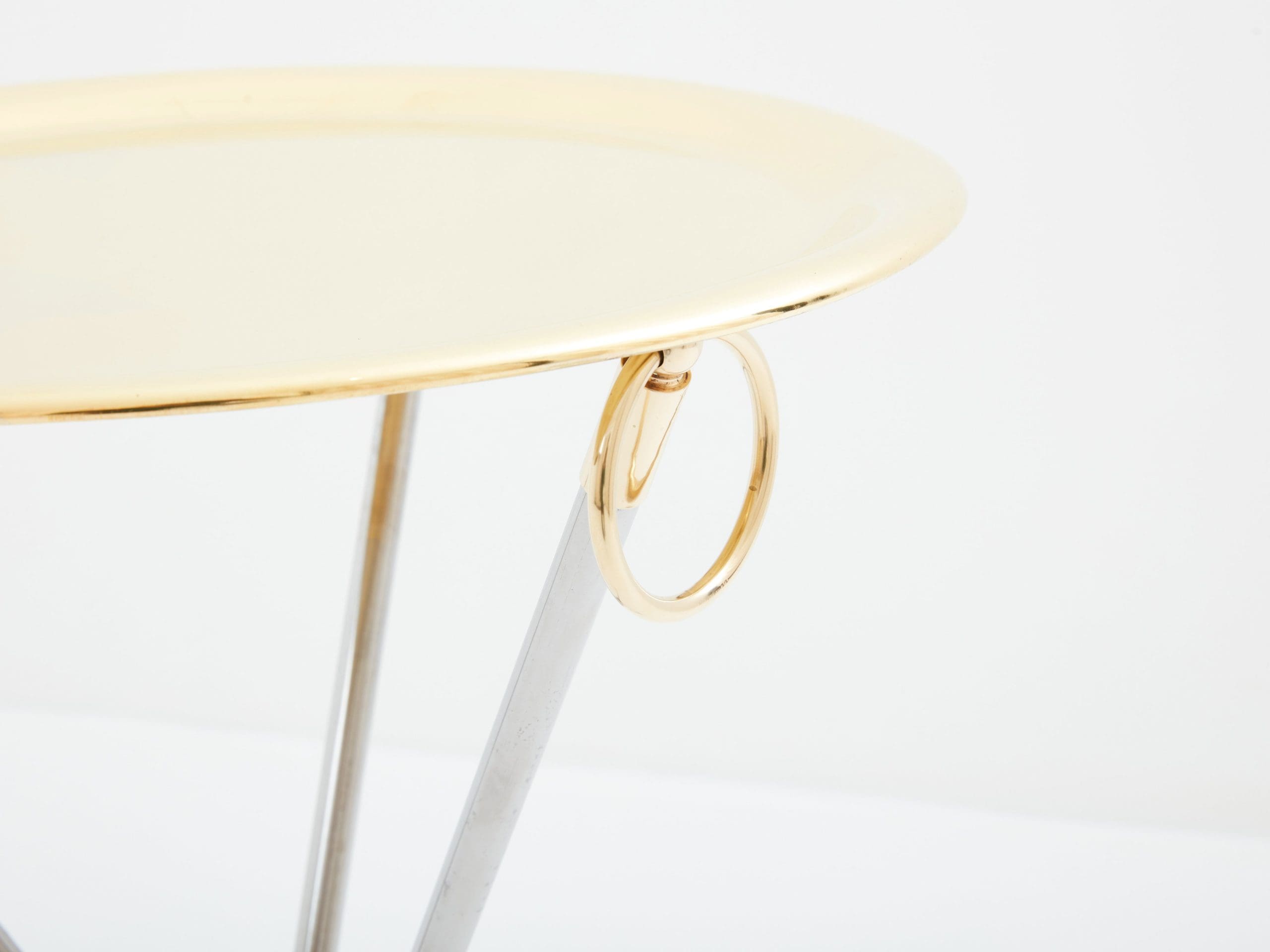 Alberto Orlandi brass steel gueridon serving tray table 1970s