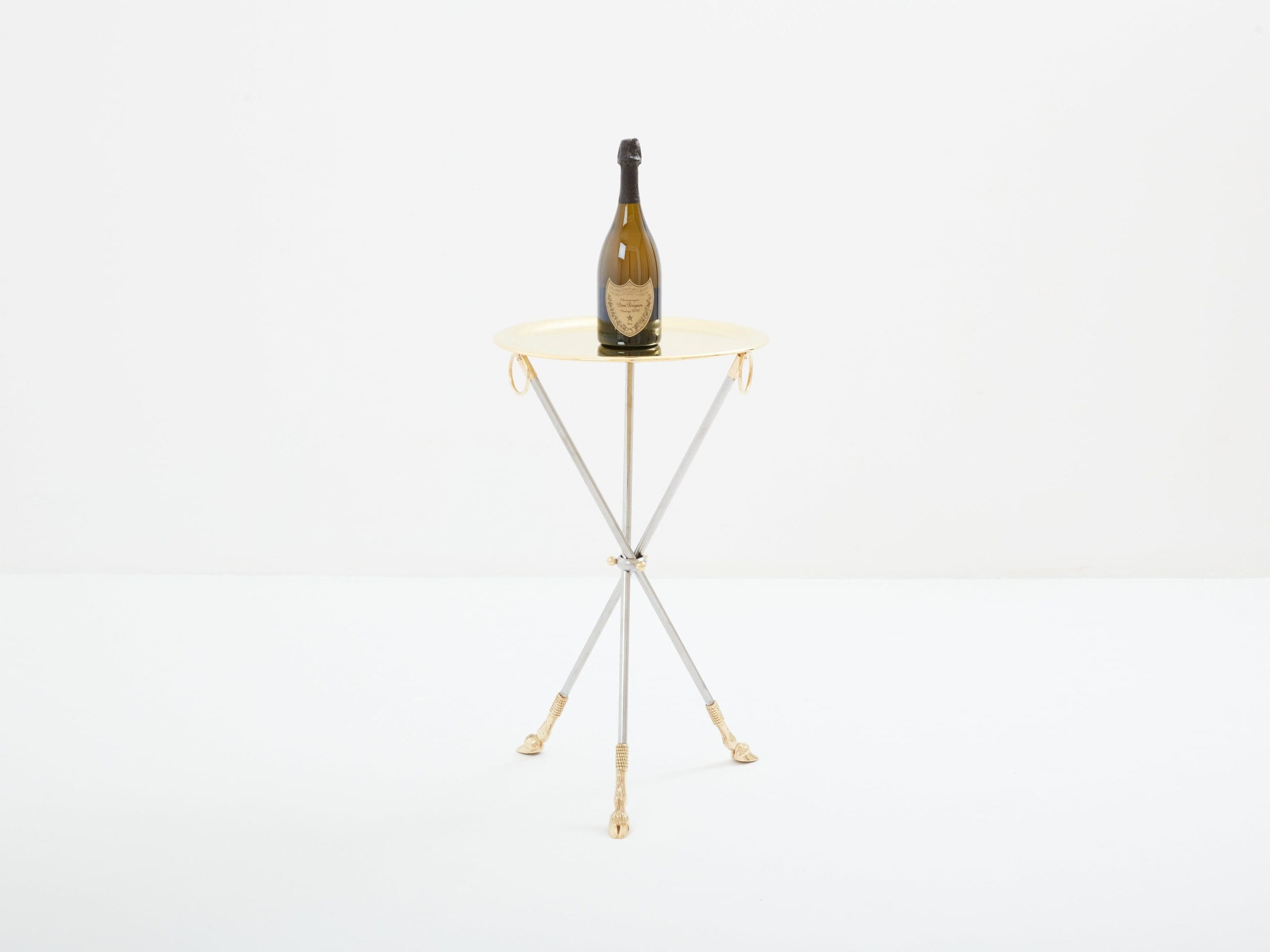 Alberto Orlandi brass steel gueridon serving tray table 1970s