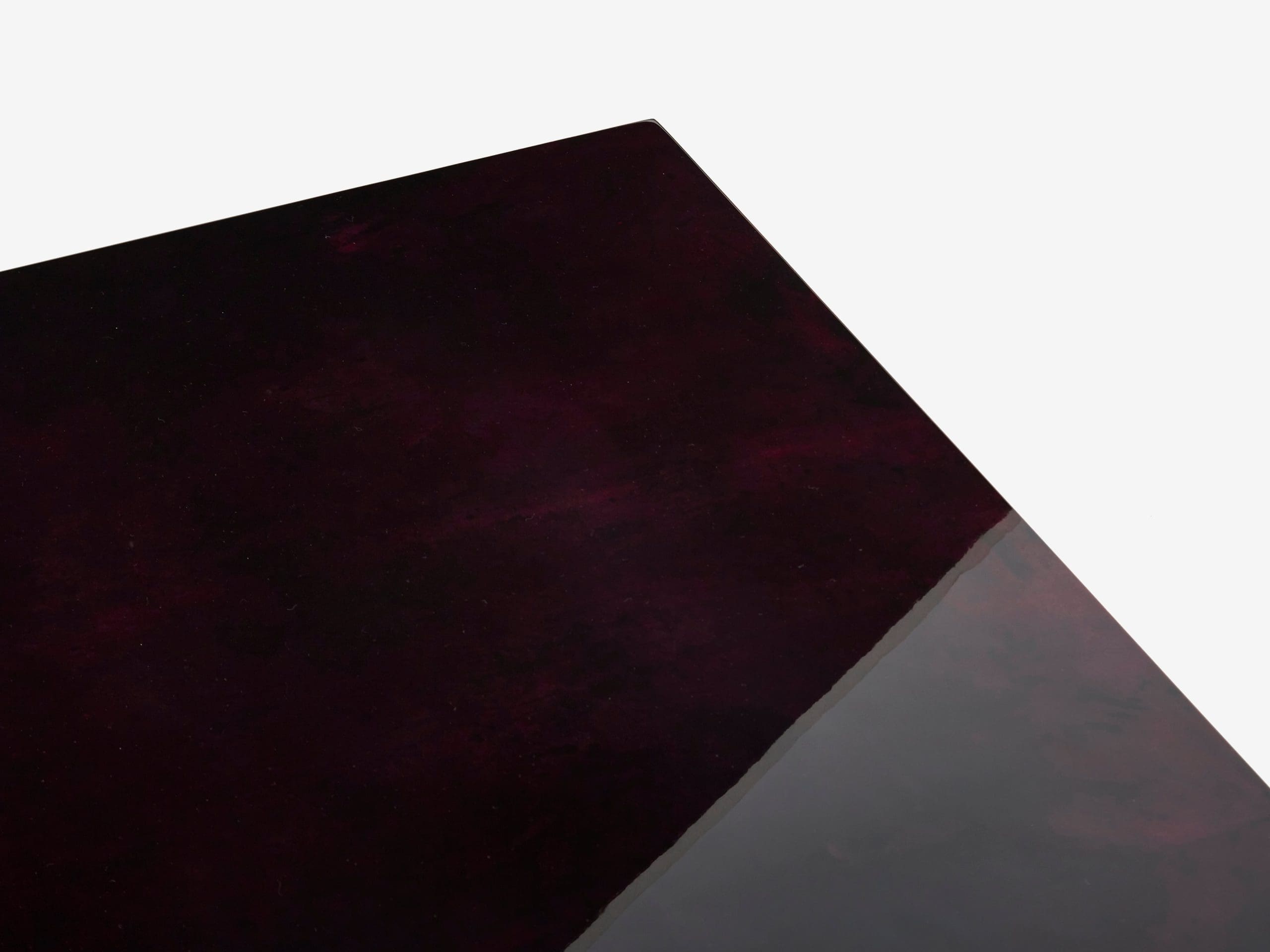 Table basse Aldo Tura en parchemin de peau de chèvre violet foncé, années 1960