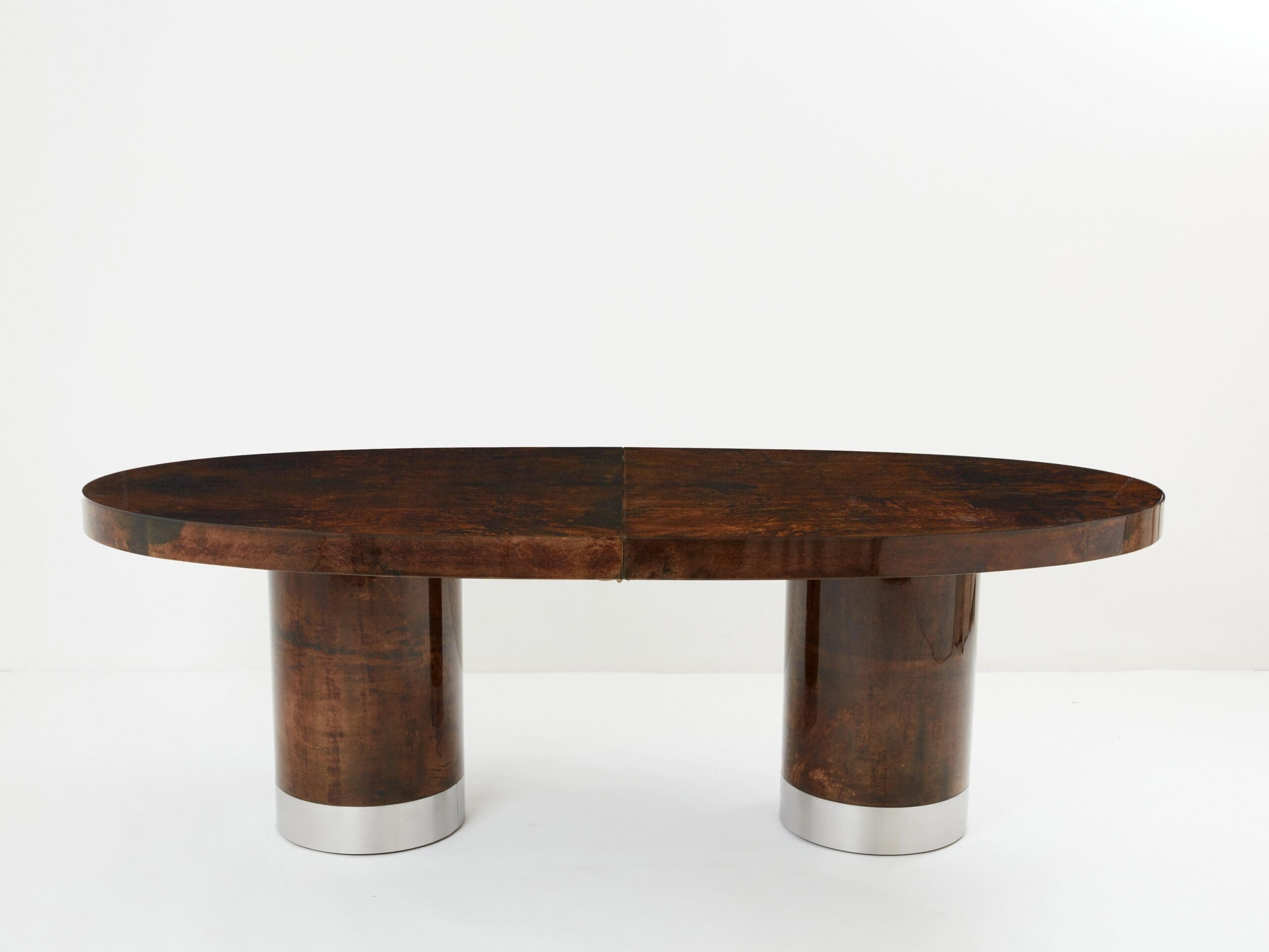 Table à Manger en Parchemin de Chèvre Laqué par Aldo Tura, Années 1960