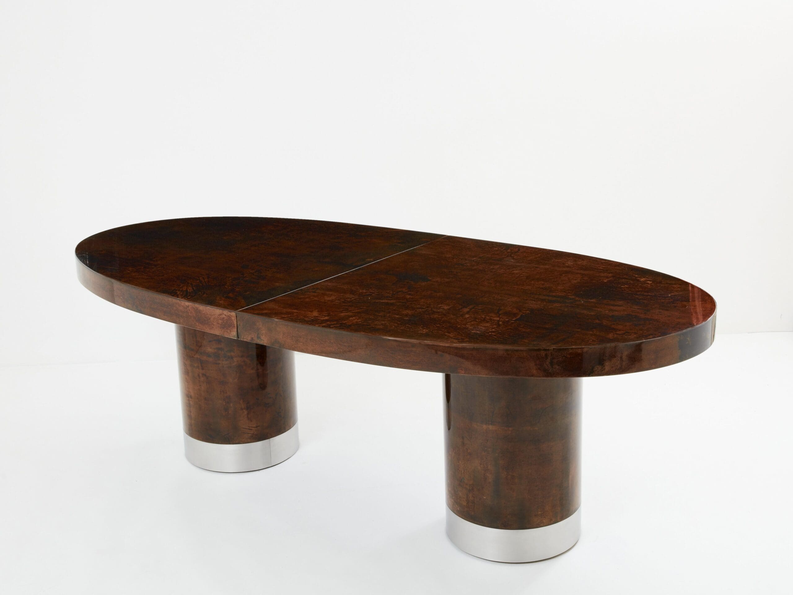 Table à Manger en Parchemin de Chèvre Laqué par Aldo Tura, Années 1960