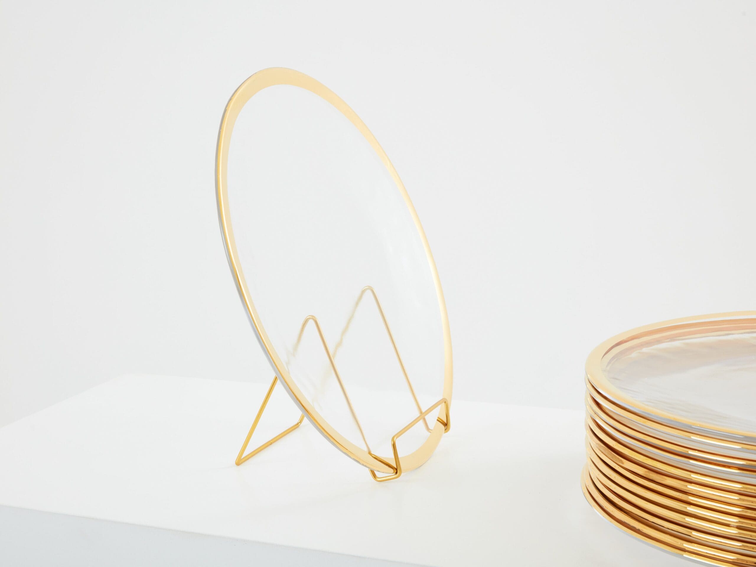 Archimede Seguso ensemble de douze assiettes en verre de Murano 1970