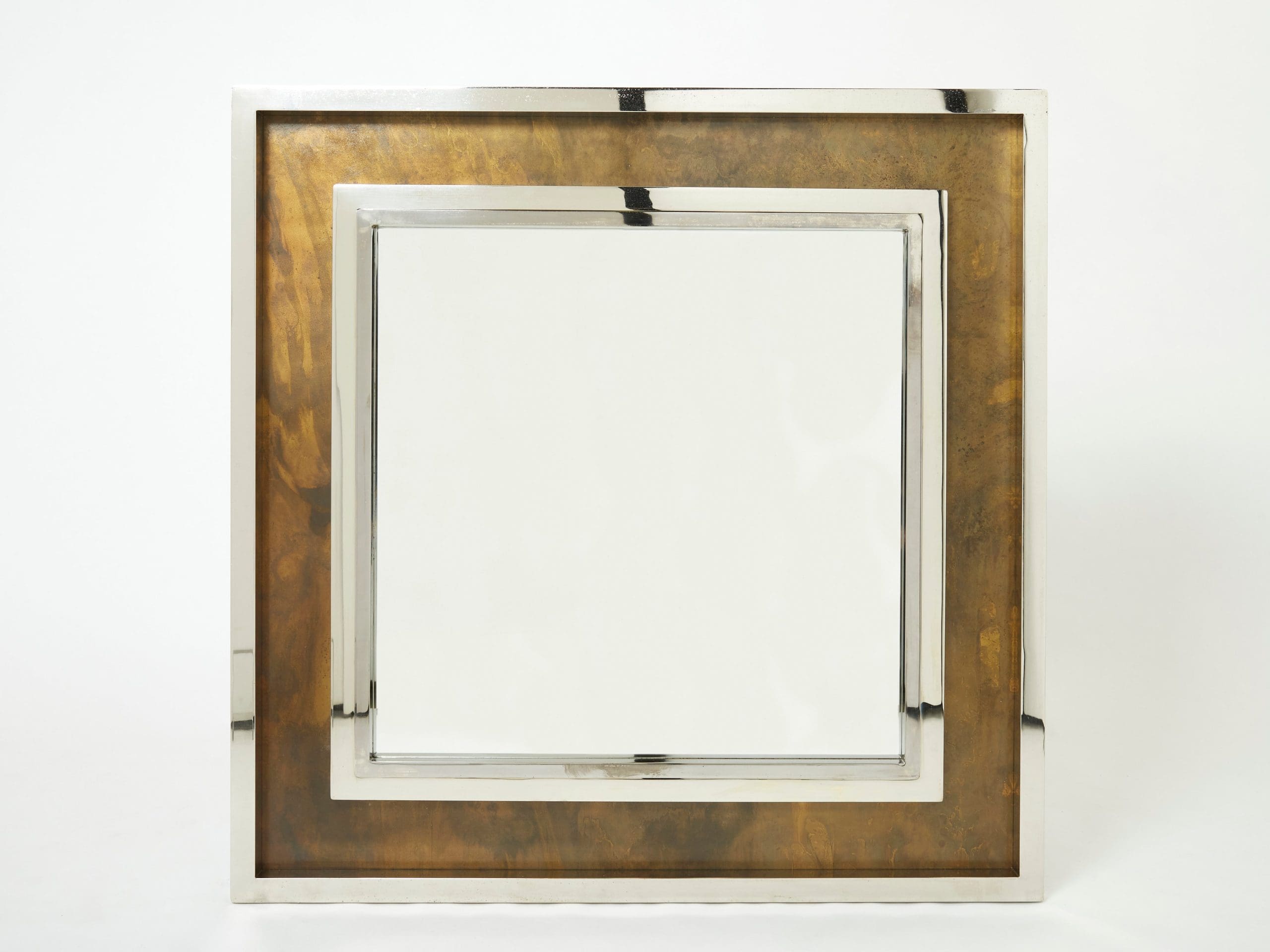 Grand Miroir Industriel en Chrome et Métal Cuivré par Belgo Chrome, 1970s