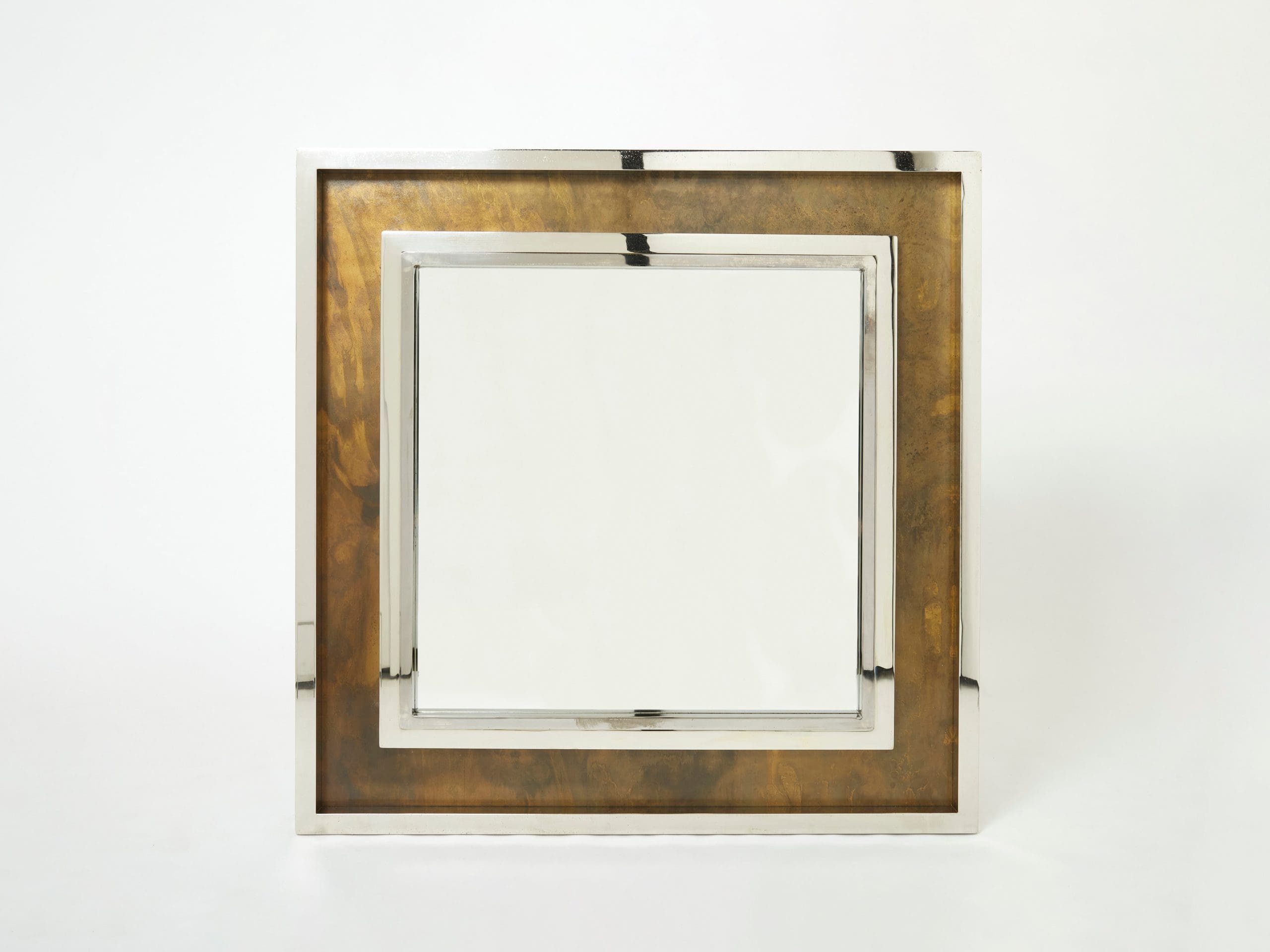 Grand Miroir Industriel en Chrome et Métal Cuivré par Belgo Chrome, 1970s