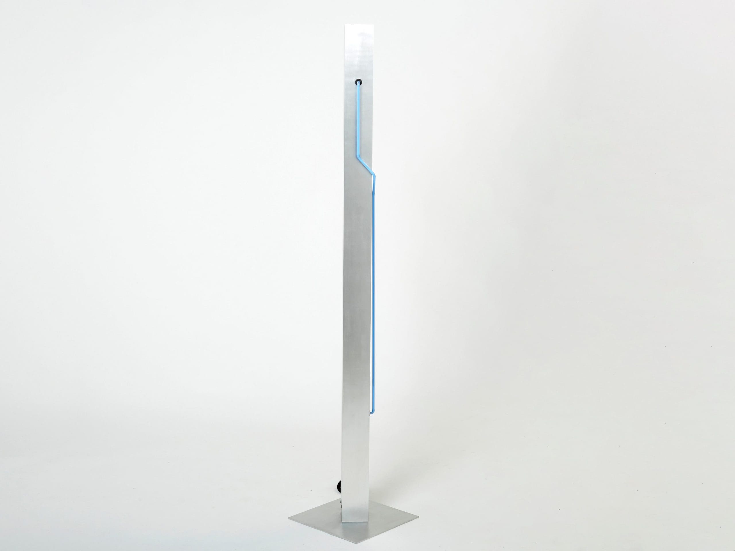 blue neon steel floor lamp by rudi stern and dan chelsea for kovacs 1983