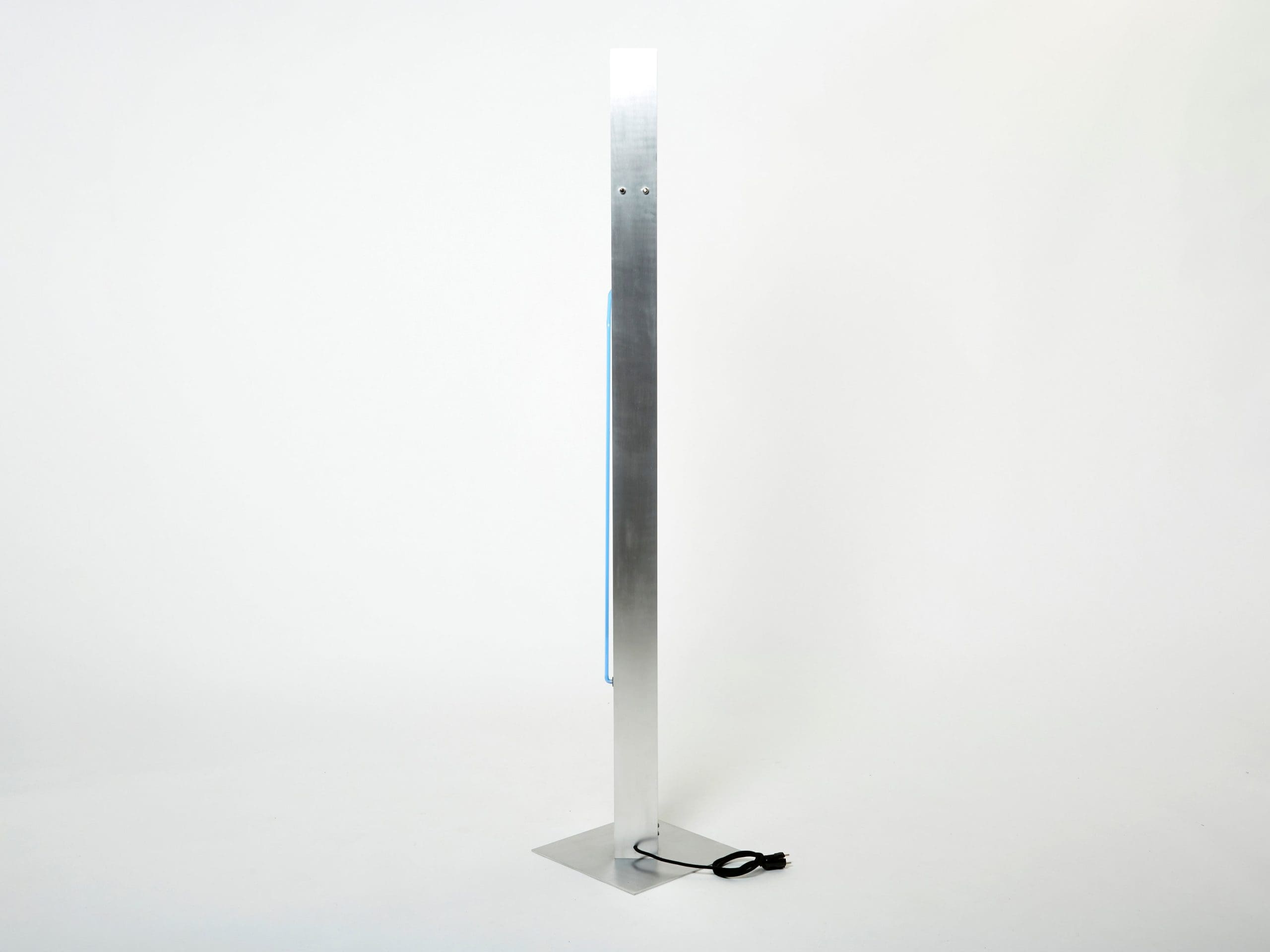 blue neon steel floor lamp by rudi stern and dan chelsea for kovacs 1983