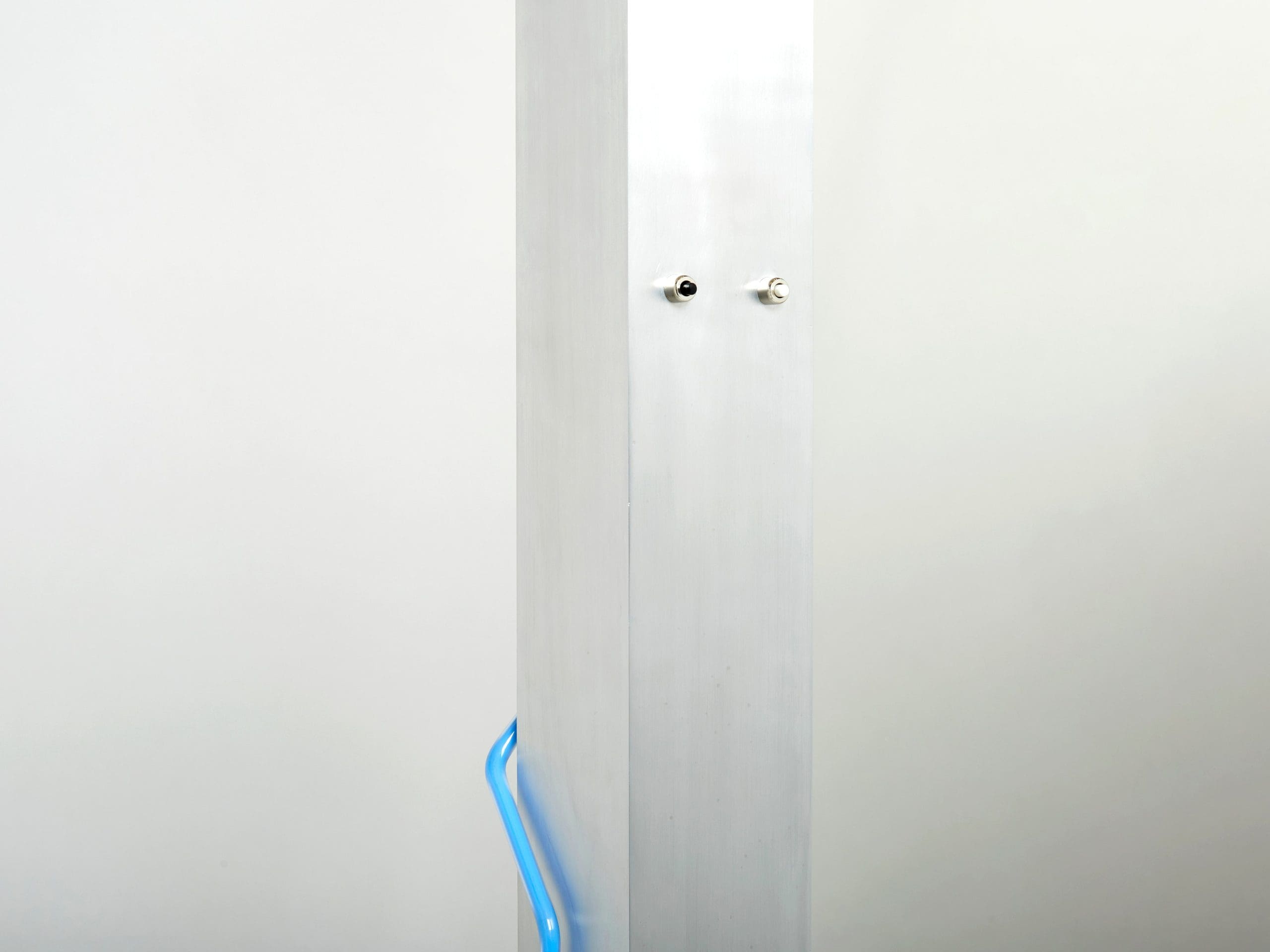 blue neon steel floor lamp by rudi stern and dan chelsea for kovacs 1983