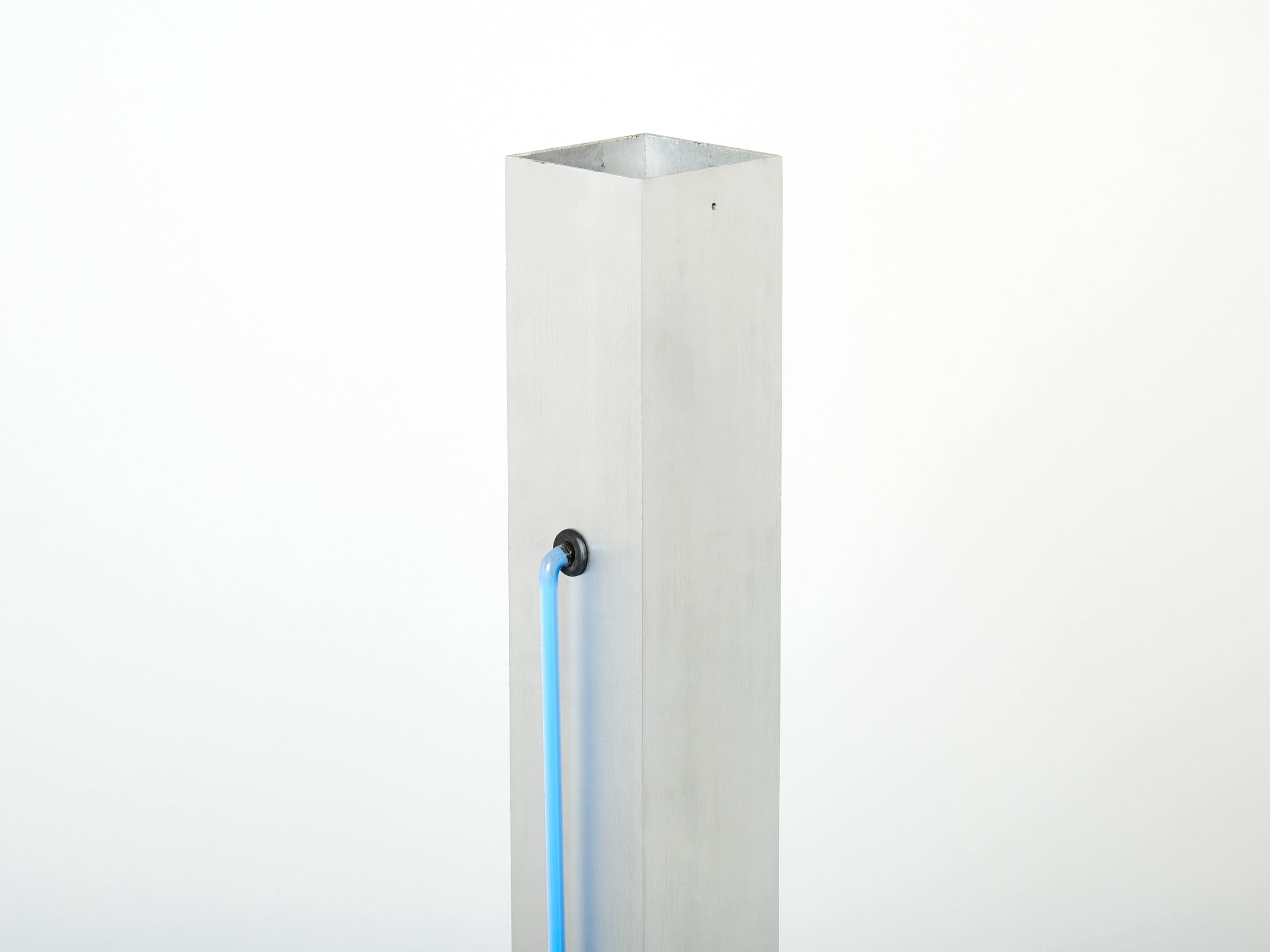 blue neon steel floor lamp by rudi stern and dan chelsea for kovacs 1983