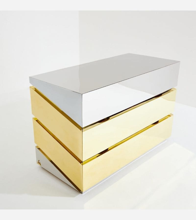 Commode Gabriella Crespi « Mr-Mme » en Chrome et Laiton (1972)
