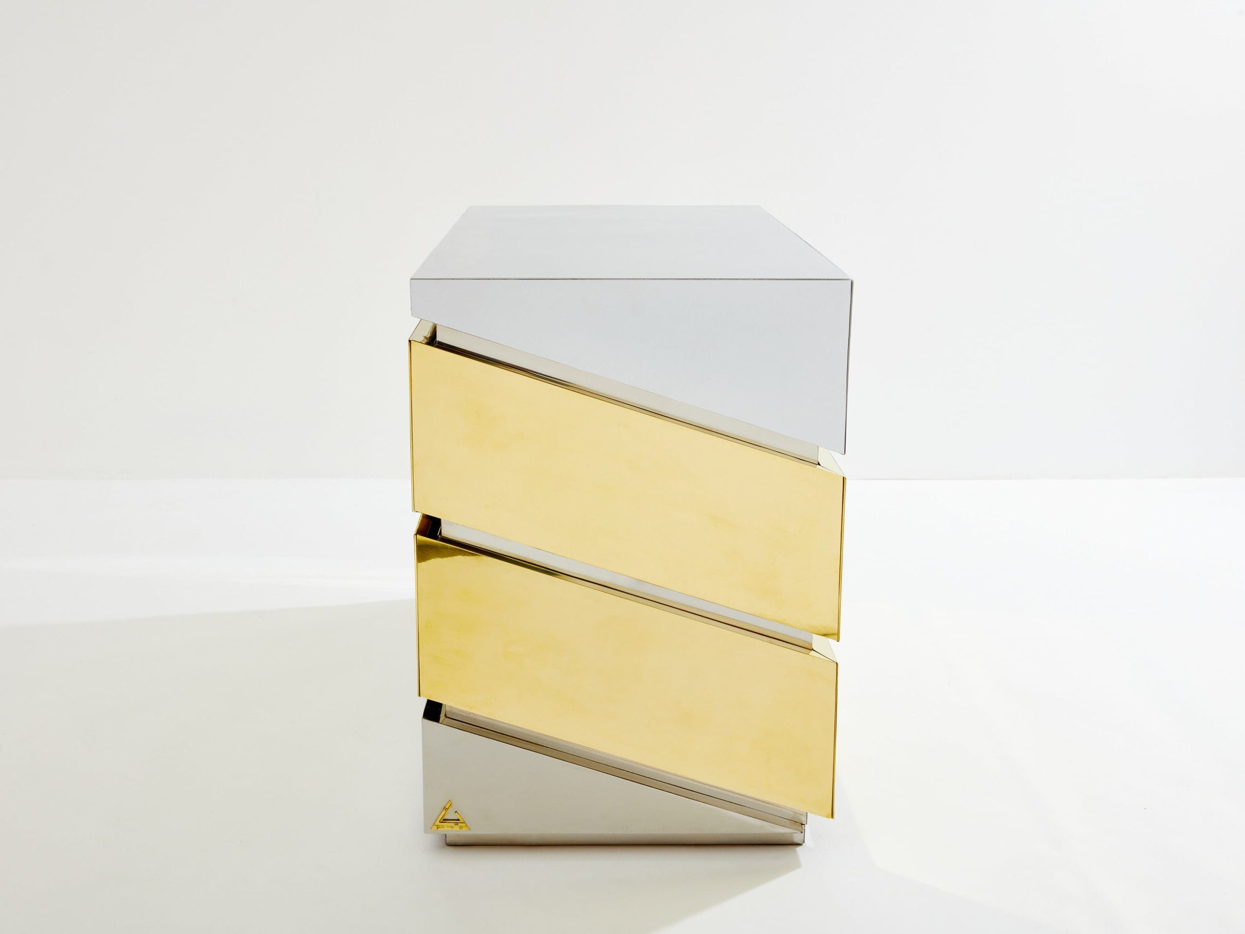 Commode Gabriella Crespi « Mr-Mme » en Chrome et Laiton (1972)