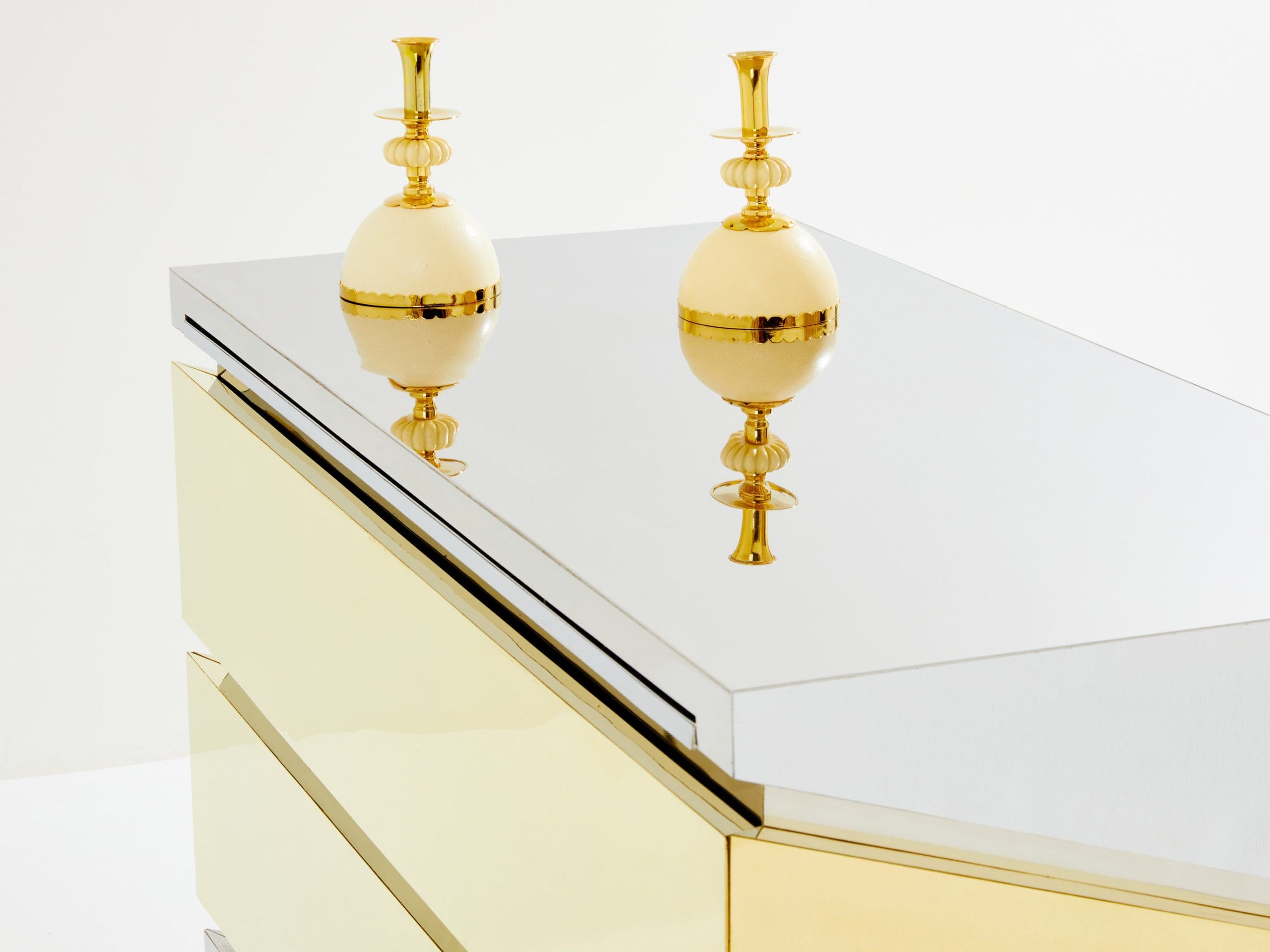 Commode Gabriella Crespi « Mr-Mme » en Chrome et Laiton (1972)