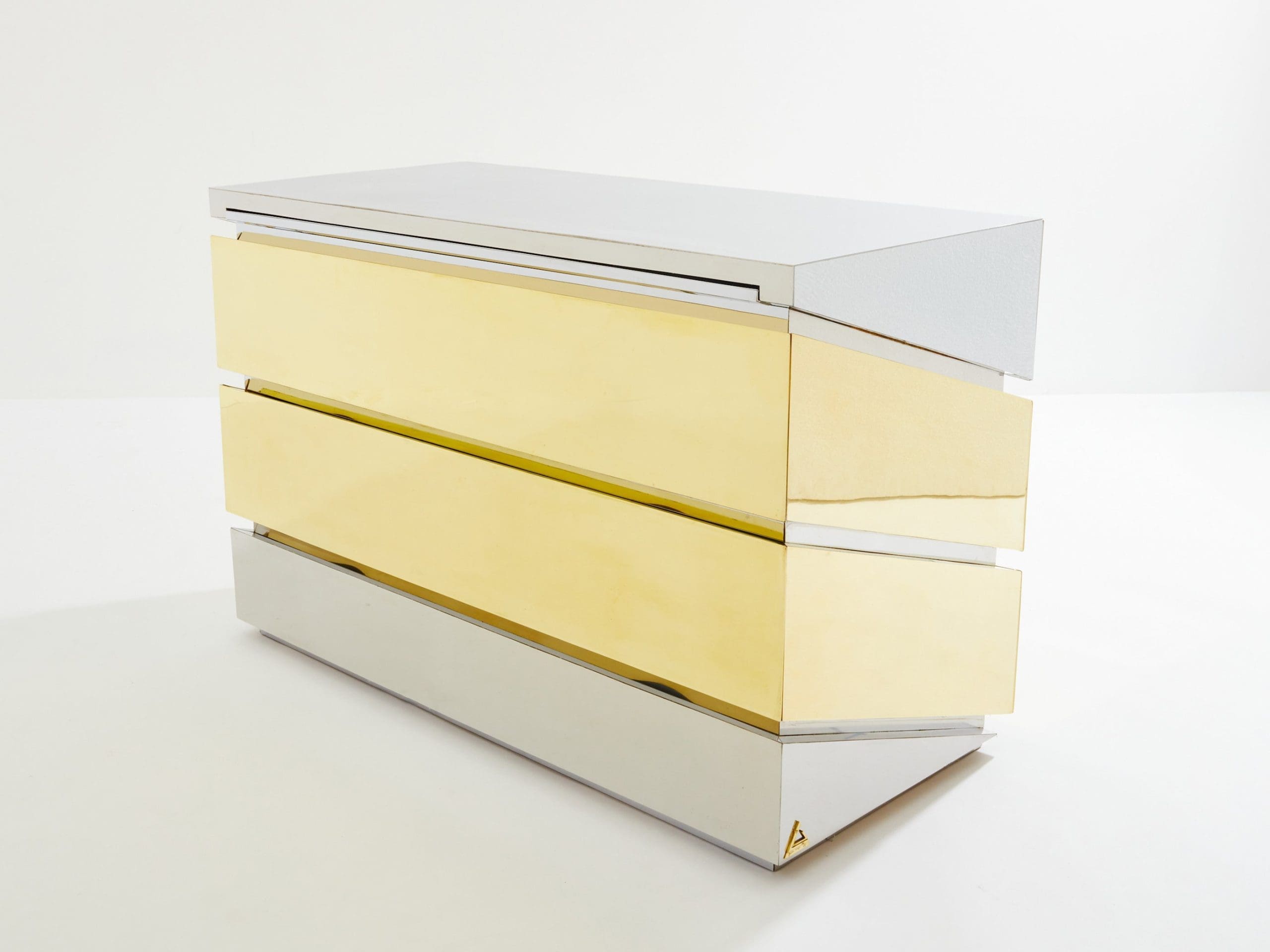 Commode Gabriella Crespi « Mr-Mme » en Chrome et Laiton (1972)