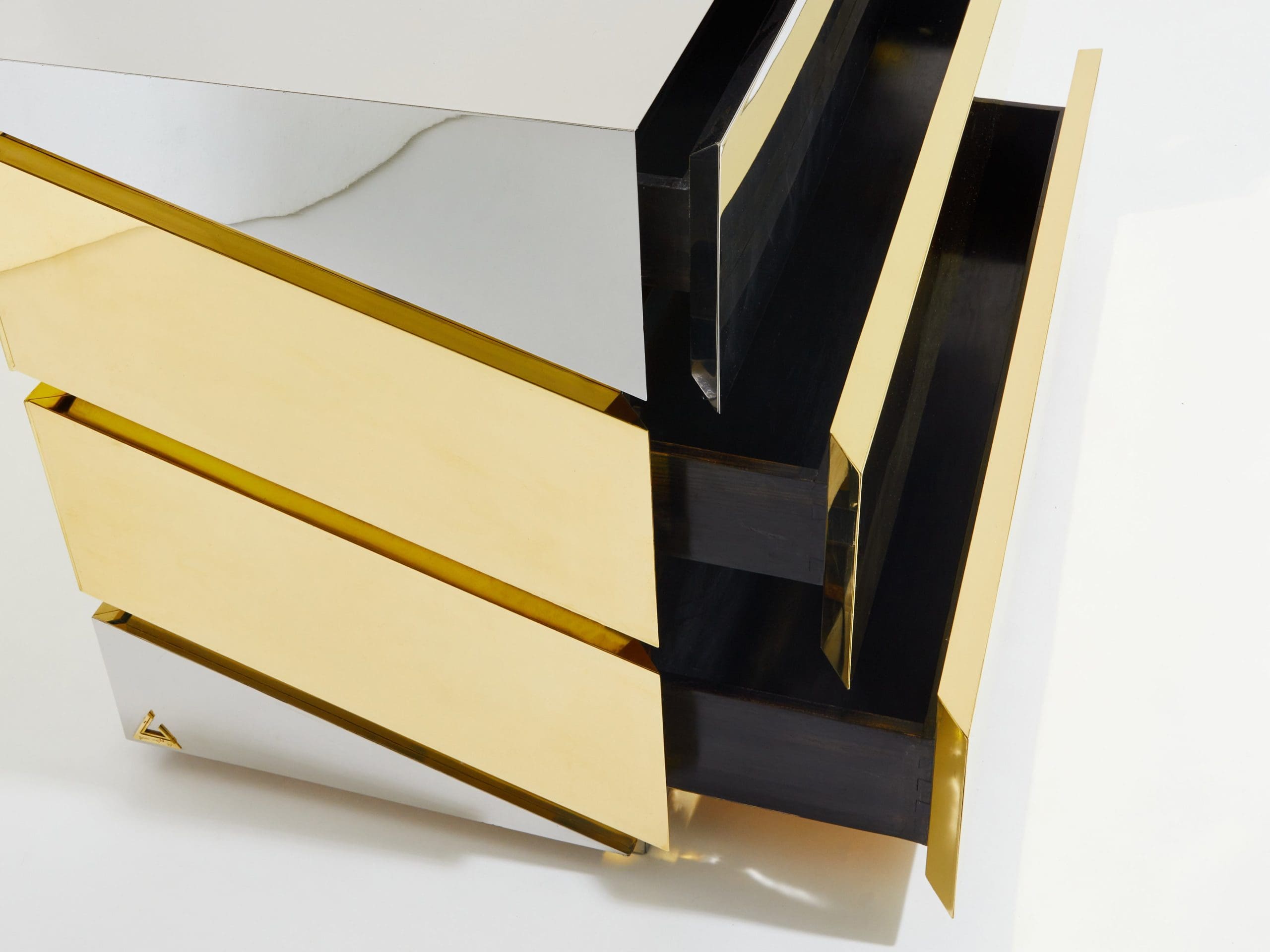 Commode Gabriella Crespi « Mr-Mme » en Chrome et Laiton (1972)