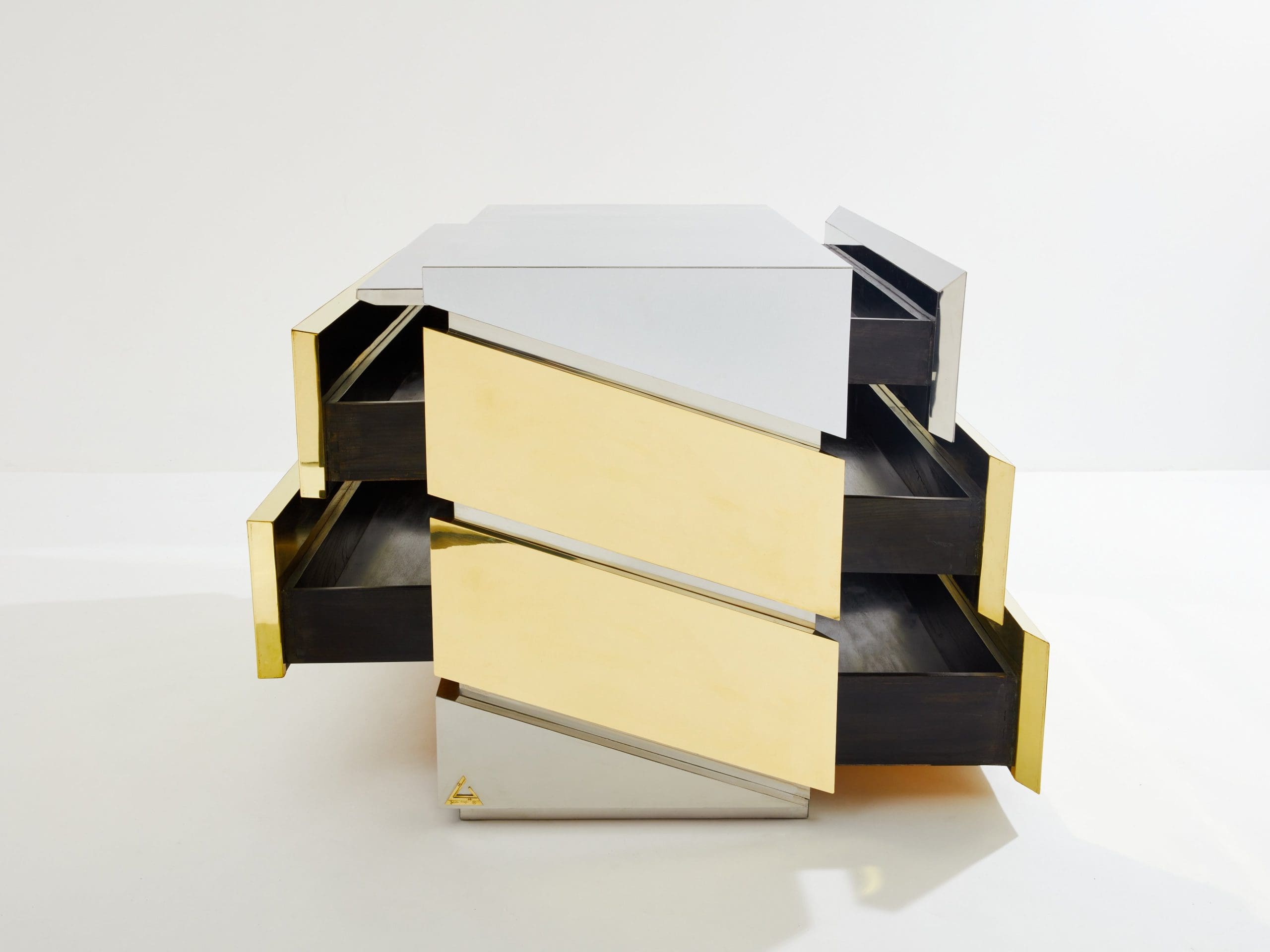 Commode Gabriella Crespi « Mr-Mme » en Chrome et Laiton (1972)