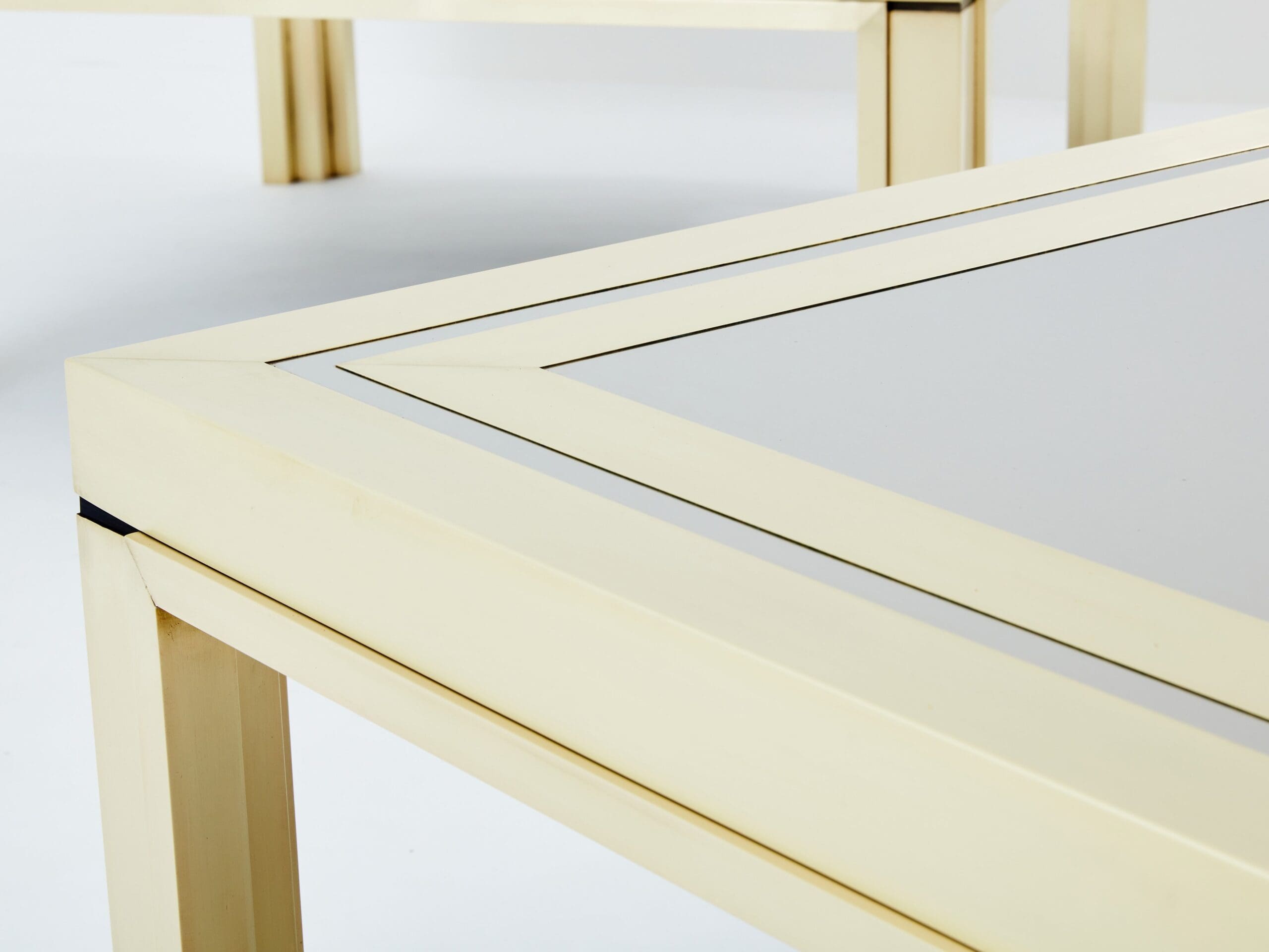 Tables Basses en Laiton Brossé et Acier Inoxydable par Giacomo Sinopoli, Années 1970