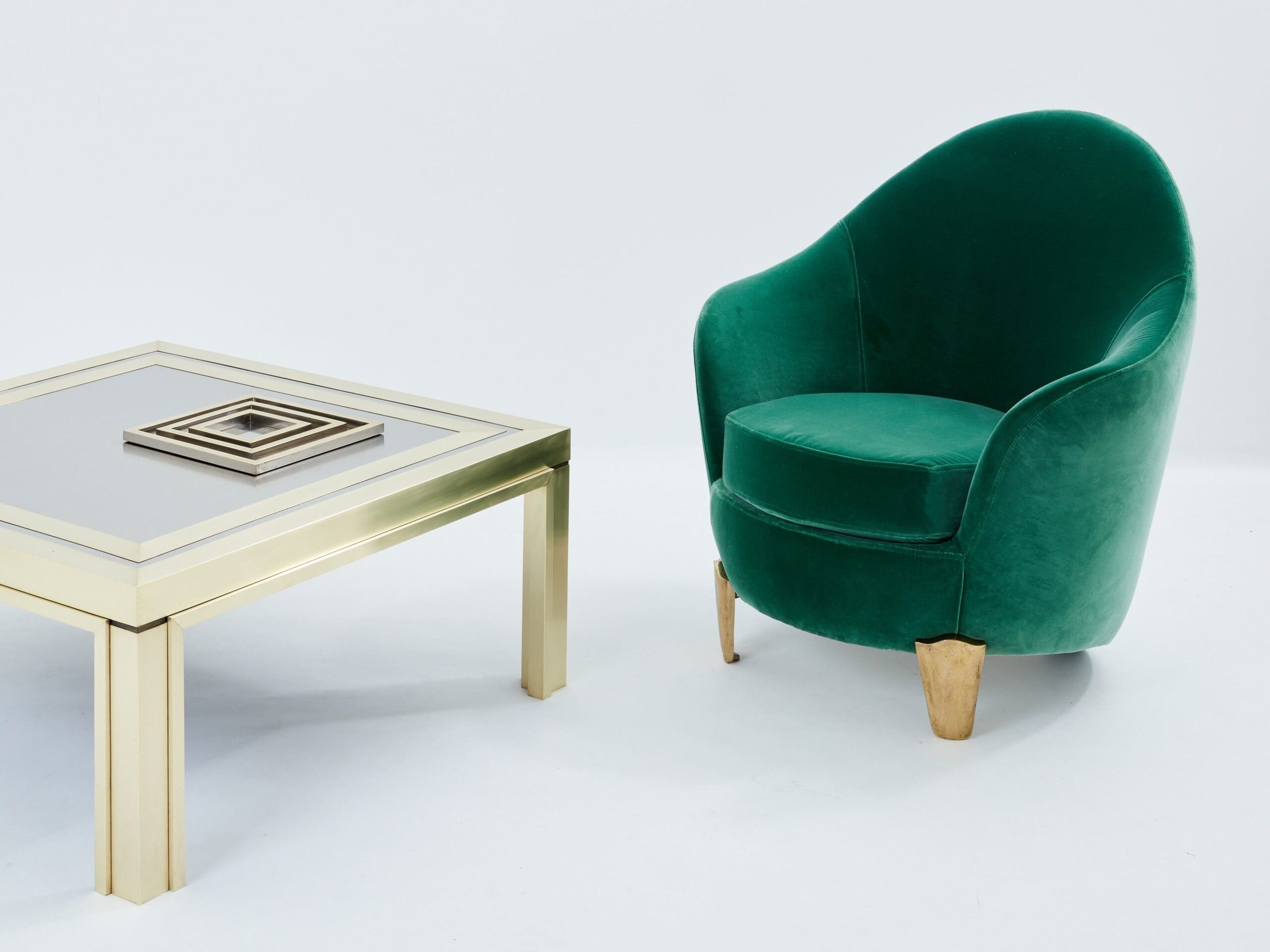 Tables Basses en Laiton Brossé et Acier Inoxydable par Giacomo Sinopoli, Années 1970