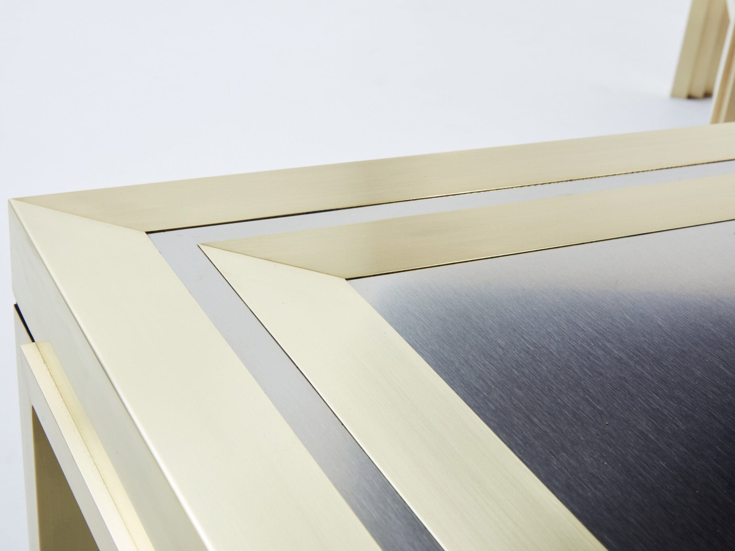 Tables Basses en Laiton Brossé et Acier Inoxydable par Giacomo Sinopoli, Années 1970