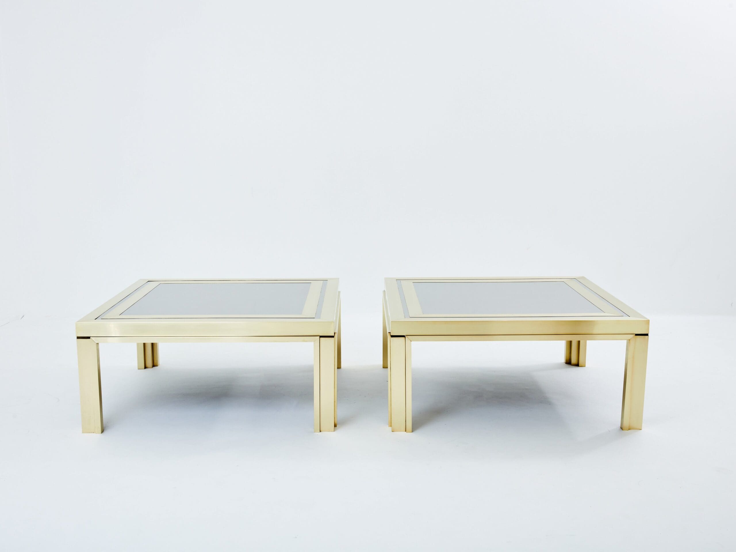Tables Basses en Laiton Brossé et Acier Inoxydable par Giacomo Sinopoli, Années 1970