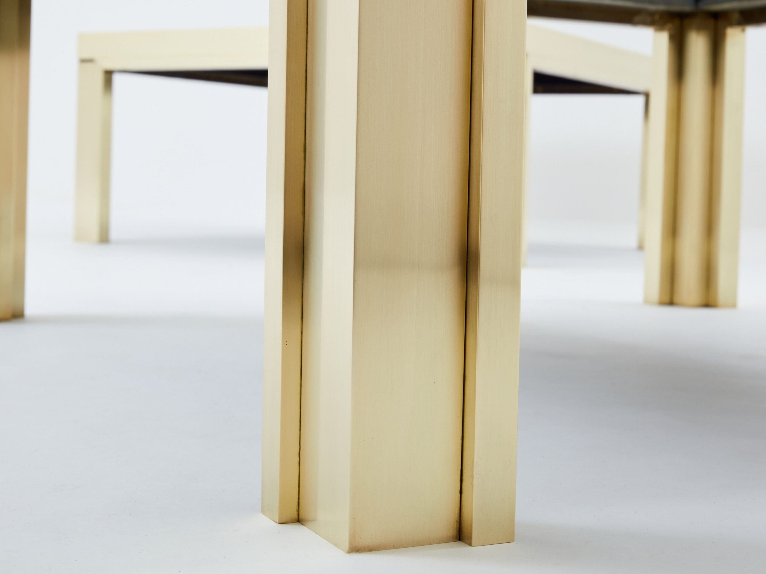 Tables Basses en Laiton Brossé et Acier Inoxydable par Giacomo Sinopoli, Années 1970