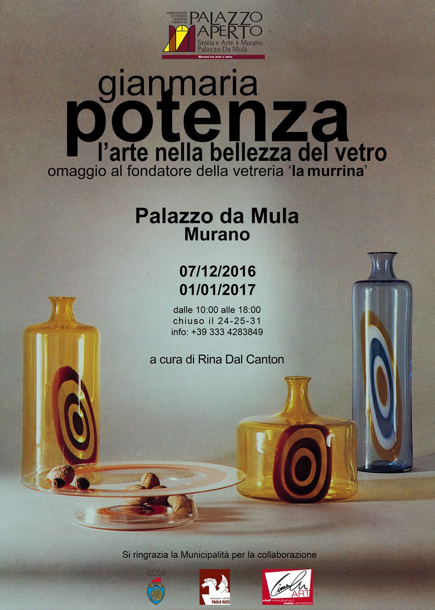 Vase Murano de Gianmaria Potenza : Joyau de Verre de la Série Saturno, 1968