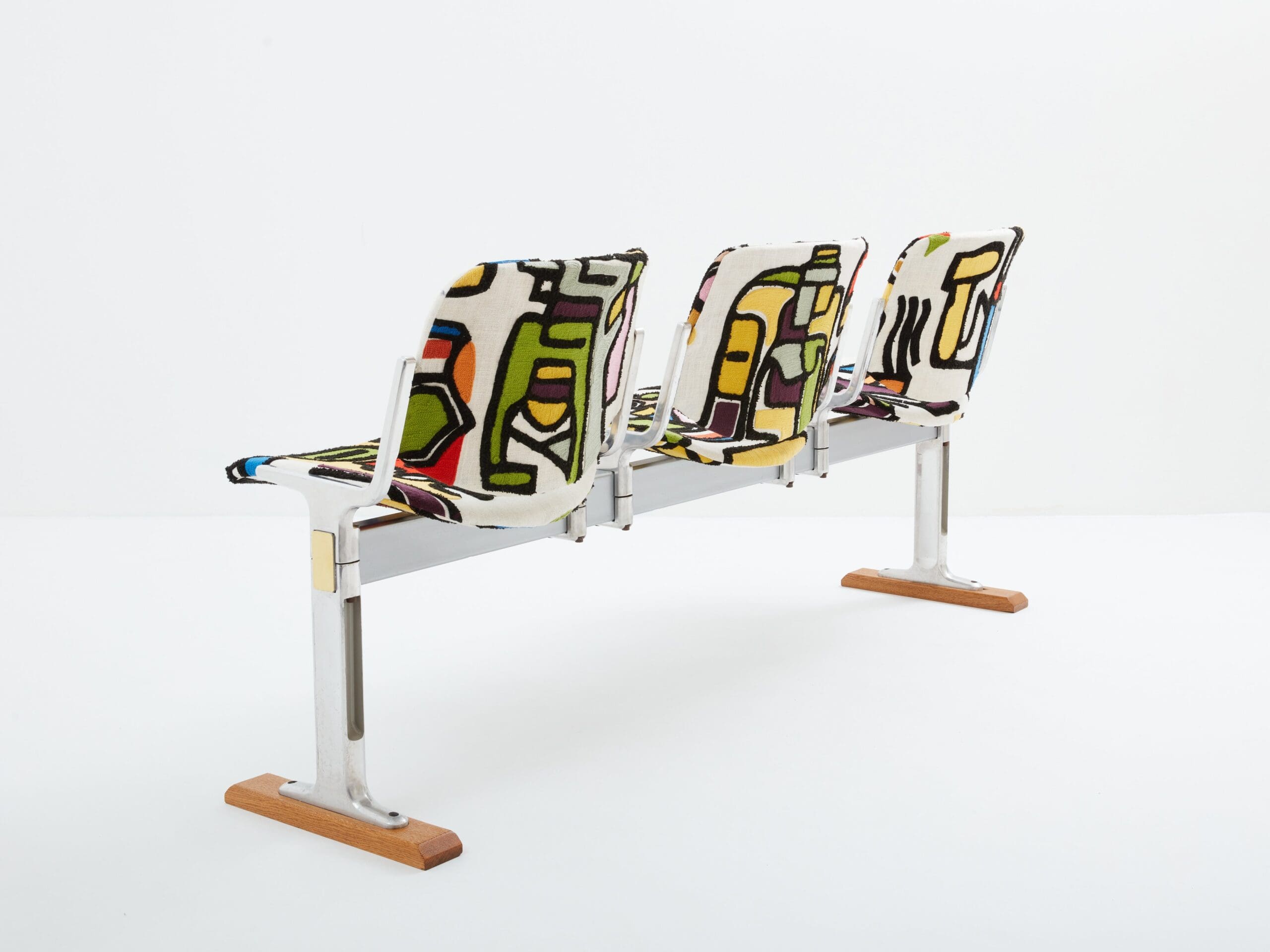 Banc par Giancarlo Piretti pour Castelli avec Tissu Pierre Frey, 1970