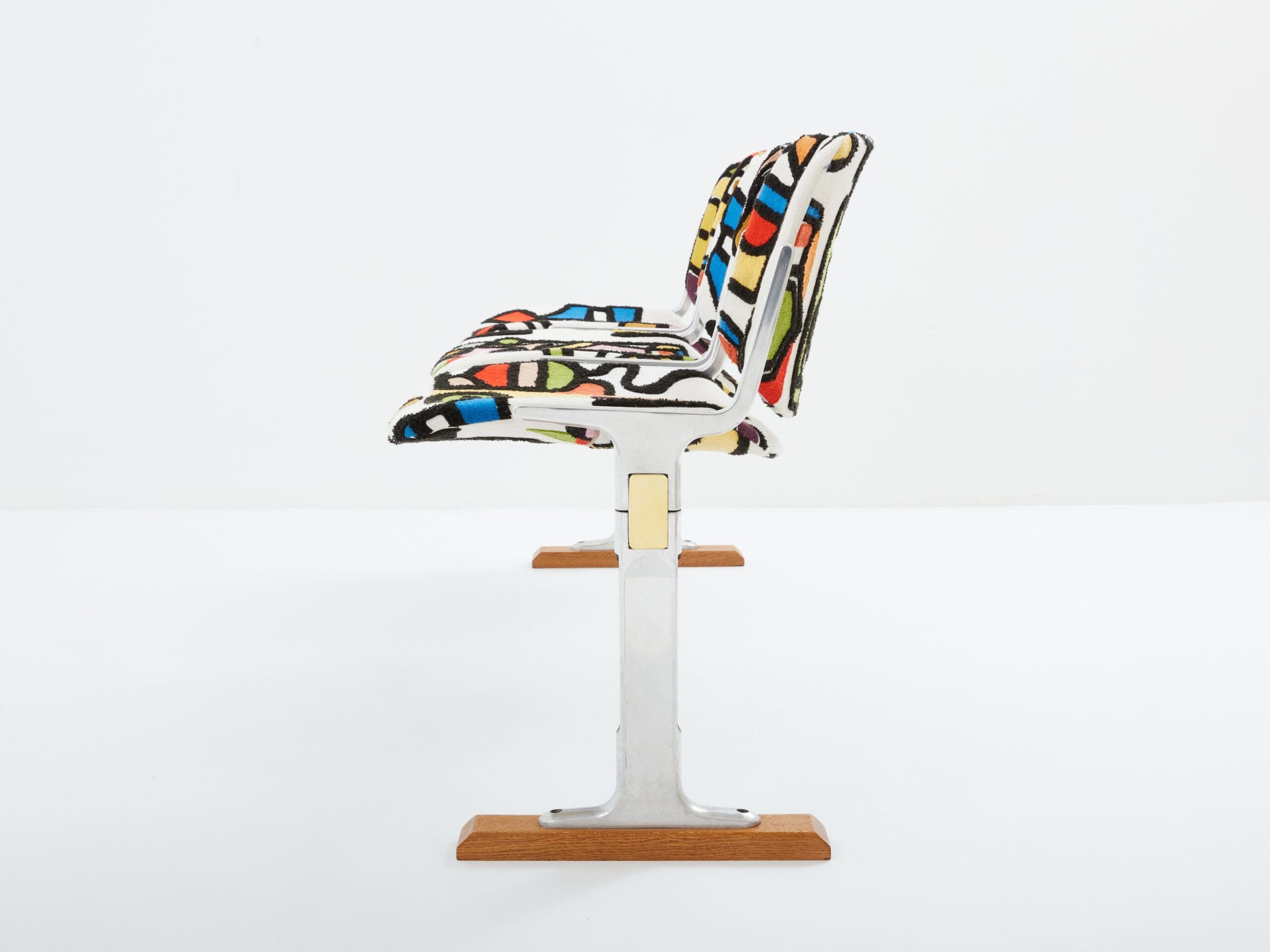 Banc par Giancarlo Piretti pour Castelli avec Tissu Pierre Frey, 1970