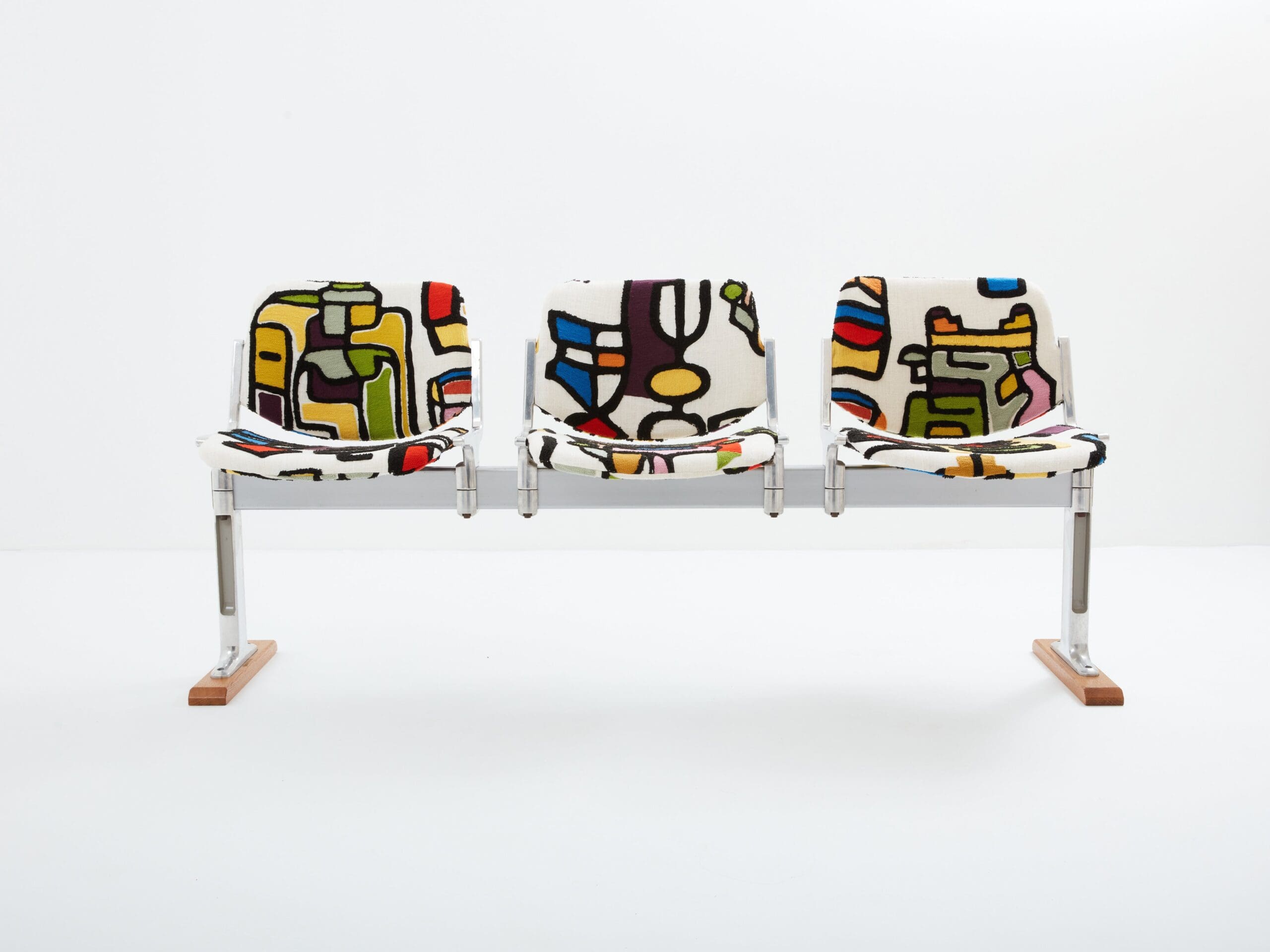 Banc par Giancarlo Piretti pour Castelli avec Tissu Pierre Frey, 1970