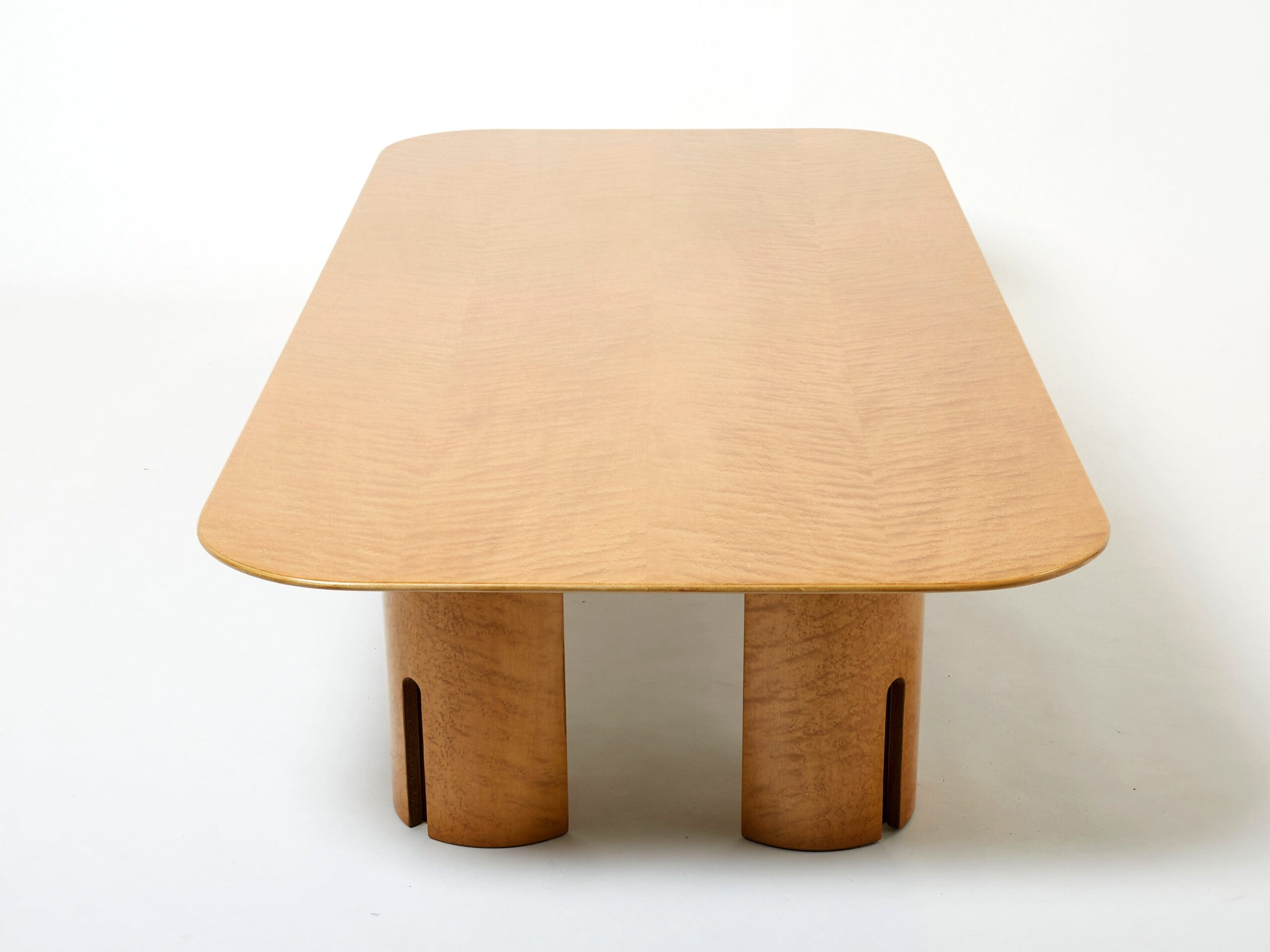 Table Basse en Érable et Laiton Signée Giovanni Offredi pour Saporiti, Années 1980