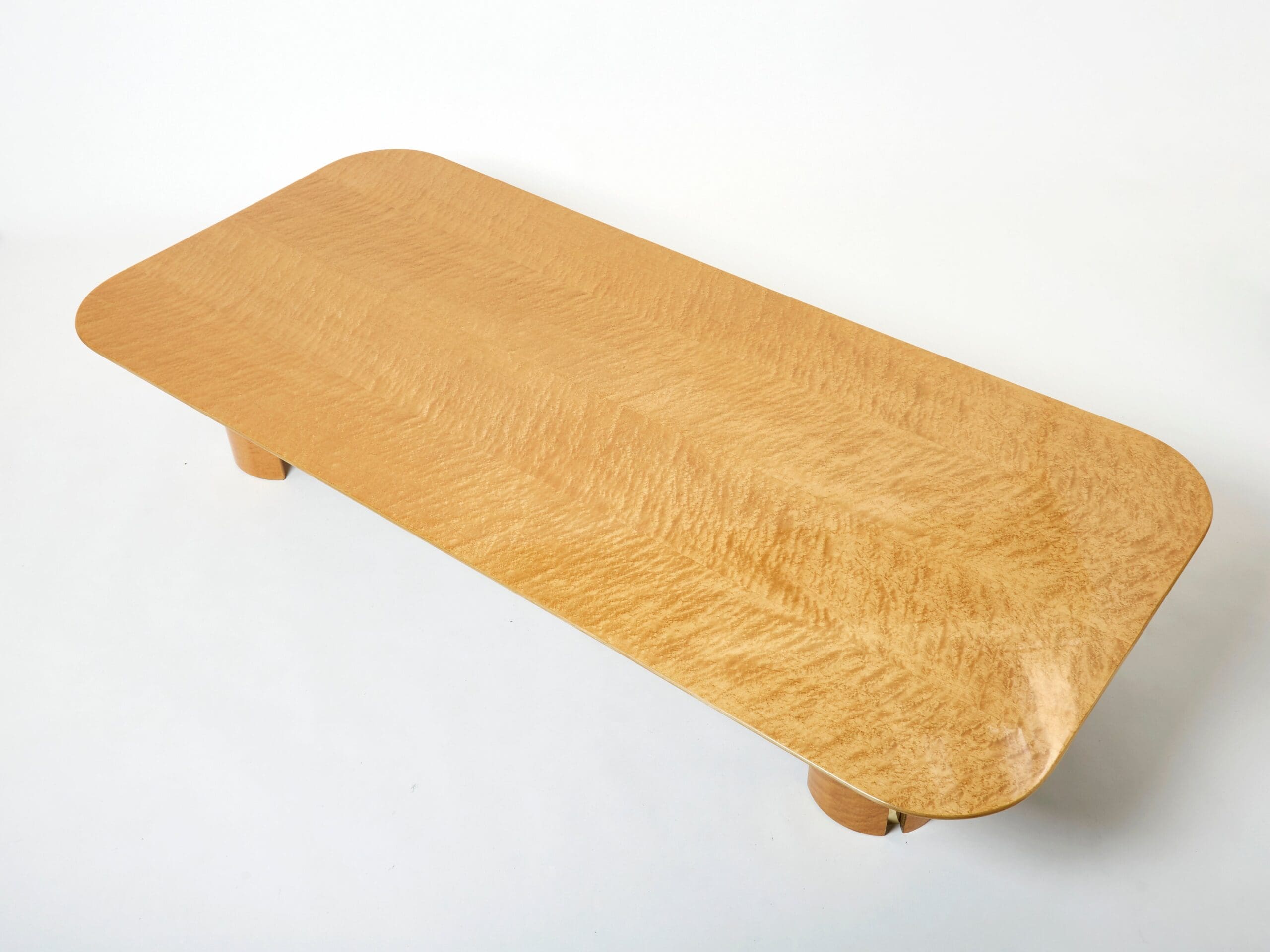 Table Basse en Érable et Laiton Signée Giovanni Offredi pour Saporiti, Années 1980