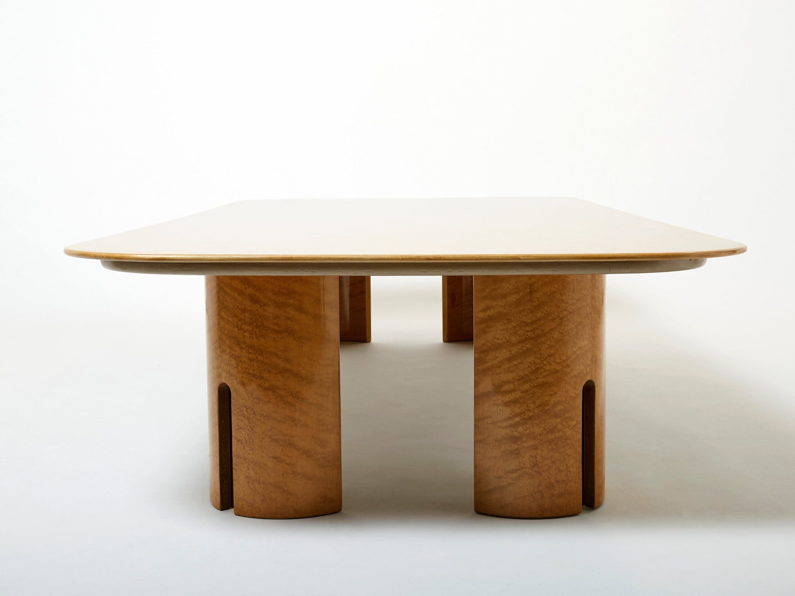 Table Basse en Érable et Laiton Signée Giovanni Offredi pour Saporiti, Années 1980