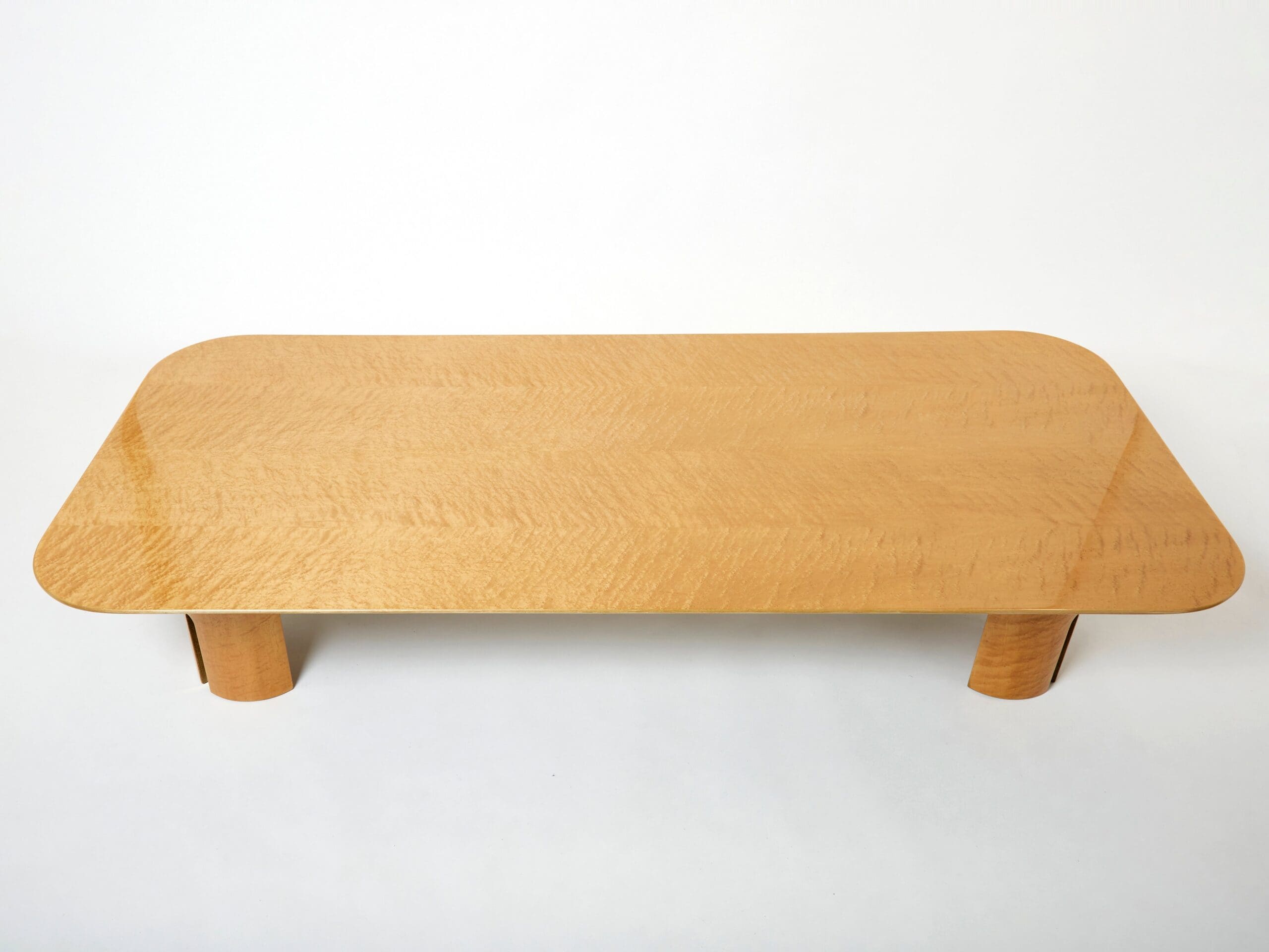 Table Basse en Érable et Laiton Signée Giovanni Offredi pour Saporiti, Années 1980