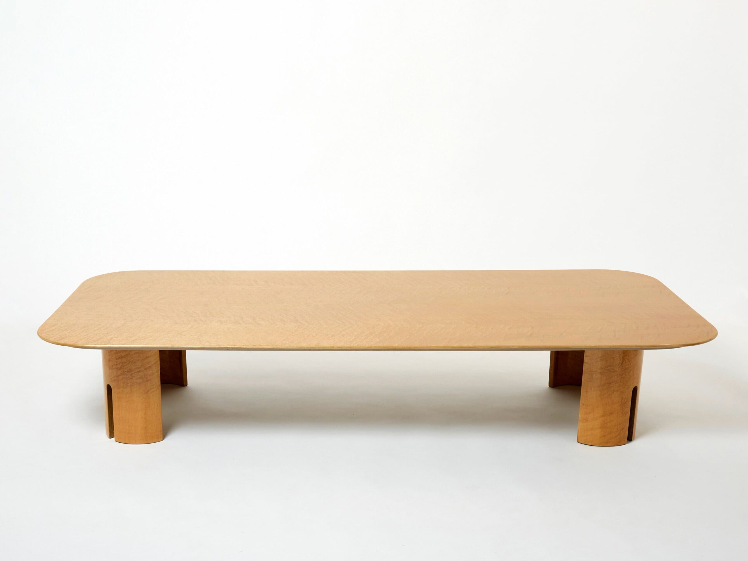 Table Basse en Érable et Laiton Signée Giovanni Offredi pour Saporiti, Années 1980
