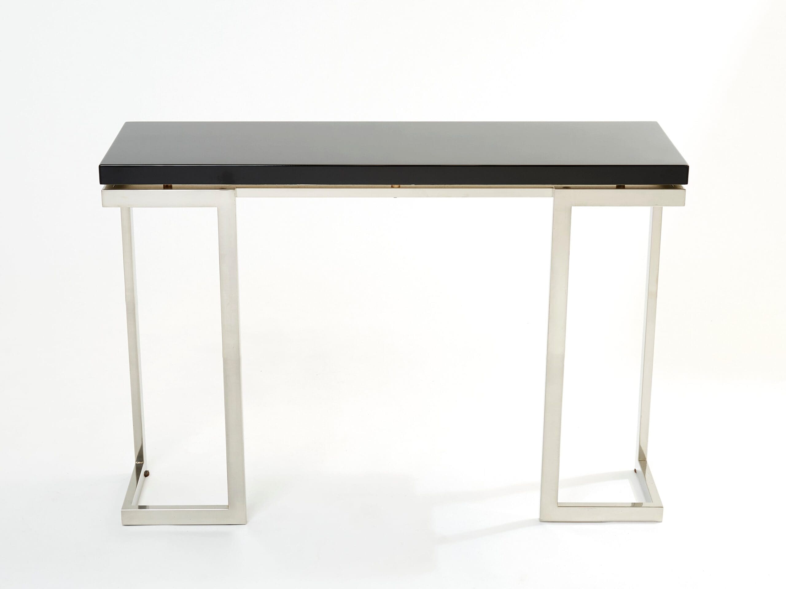 Console en laque noire et chrome par Guy Lefevre pour Maison Jansen, années 1970